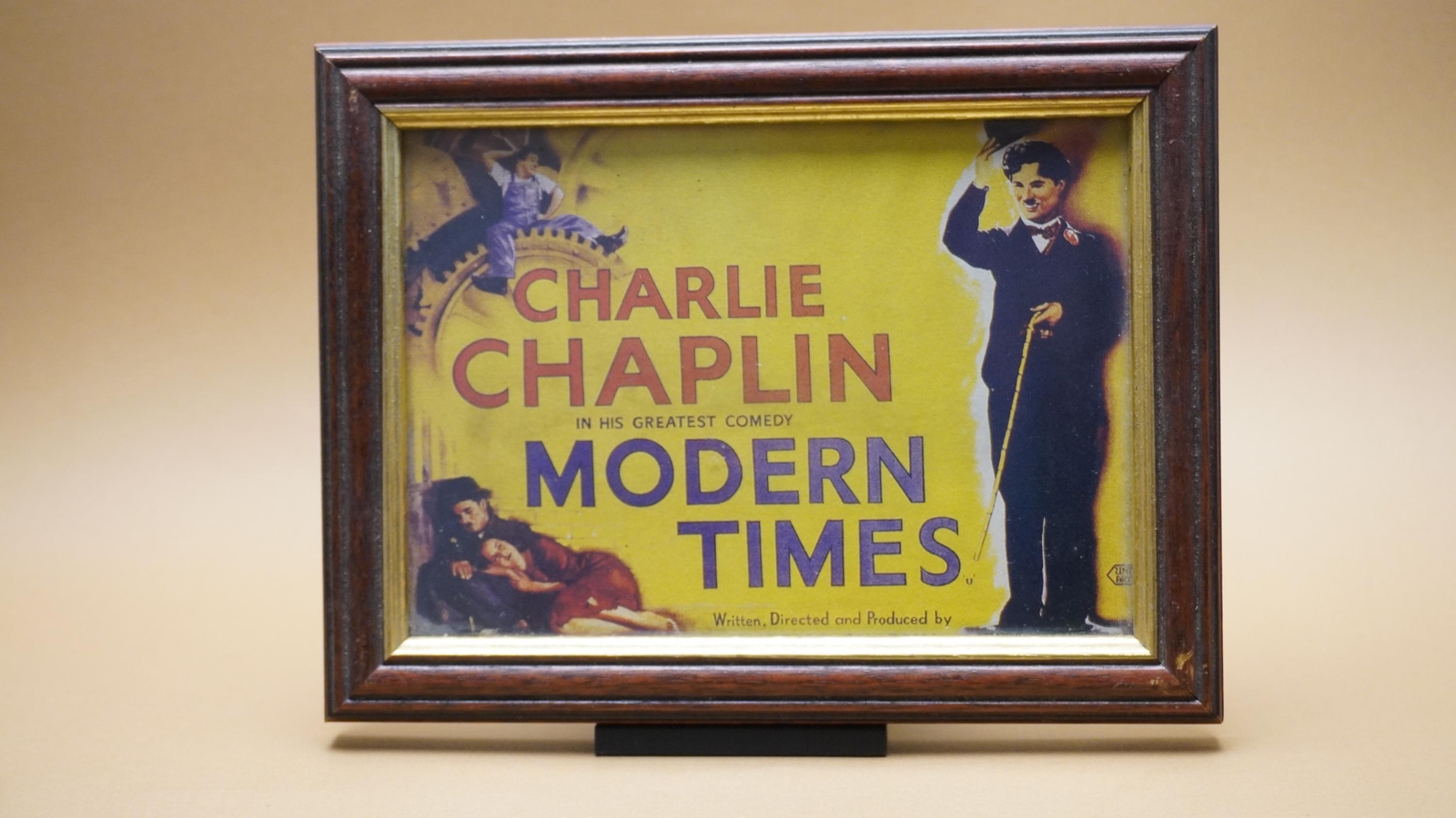 Vintage Charlie Chaplin “Modern Times” Framed Mini Poster 8x6cm Movie Art