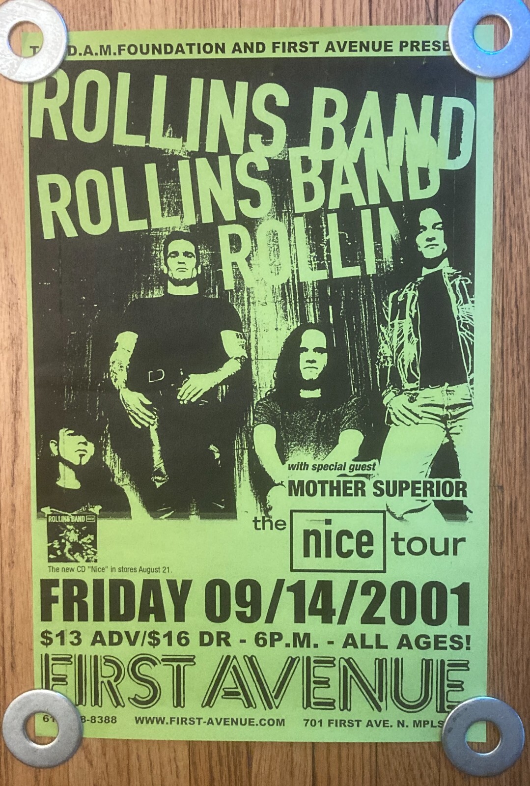 Henry Rollins Band Show Poster 2001 First Avenue
