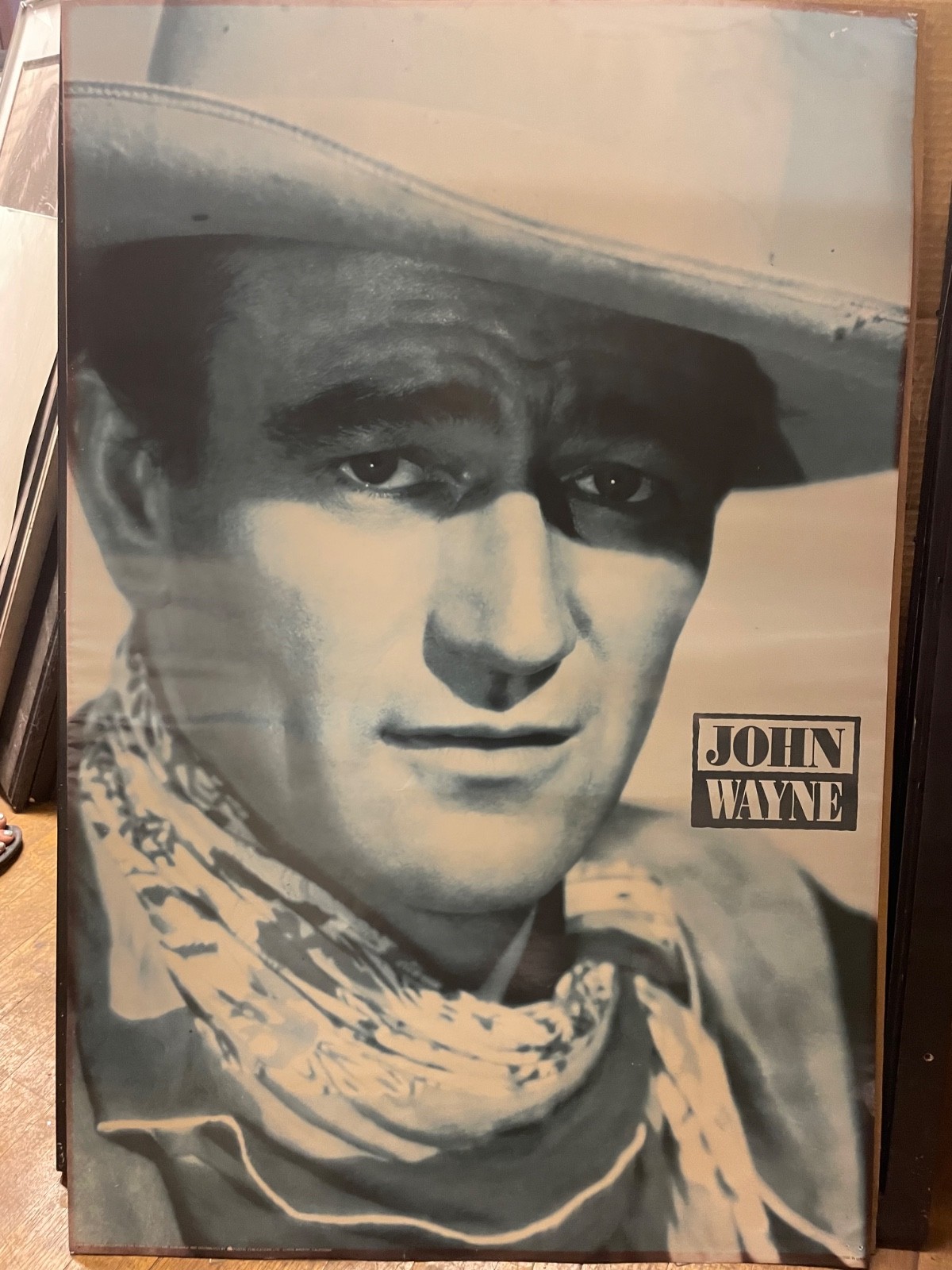 24 x 36 poster of John Wayne features in a classic monochrome