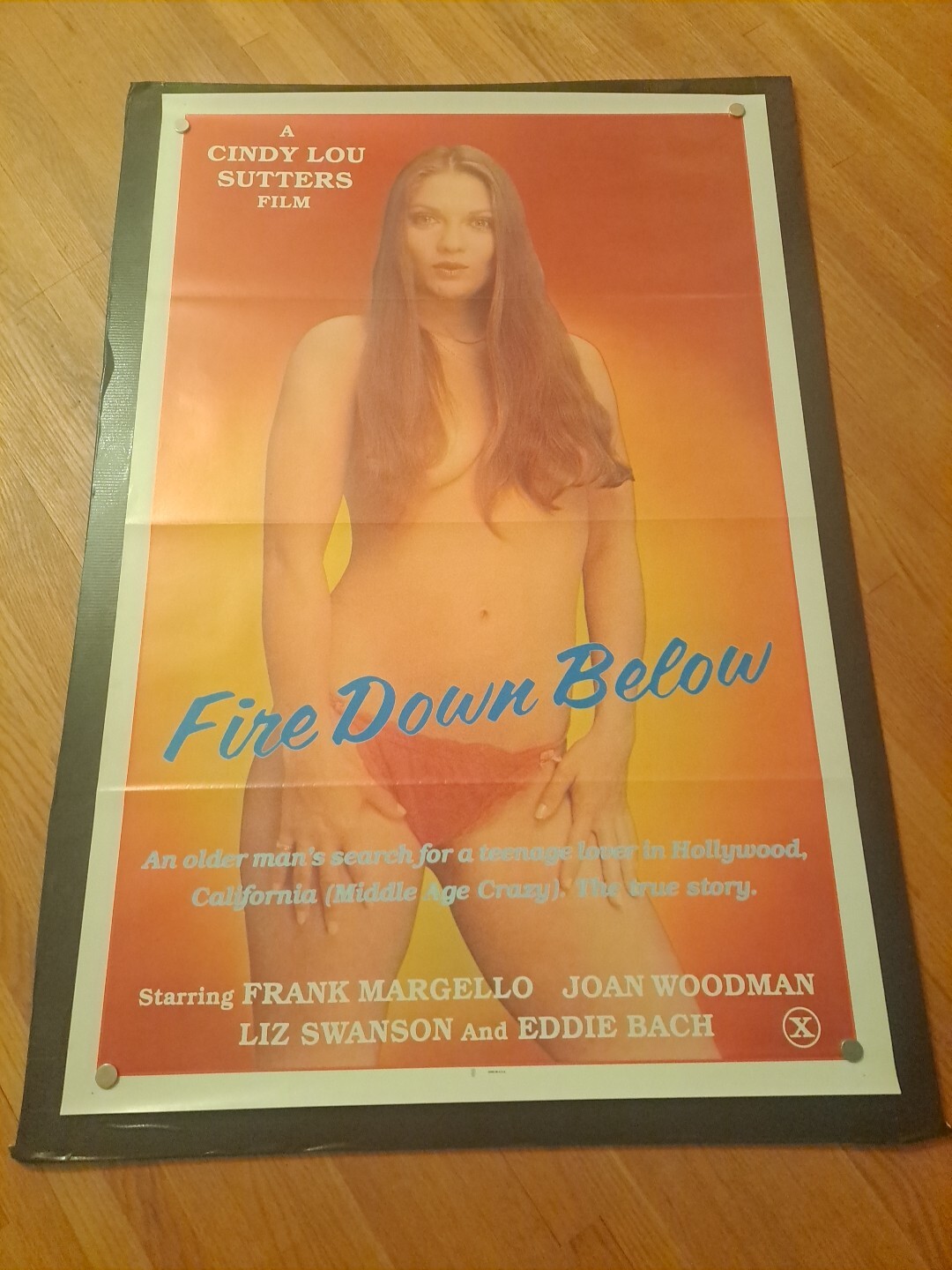 VINTAGE ‘FIRE DOWN BELOW’ 1970s MOVIE POSTER! ADULT X-RATED! BRIGHT COLORS!