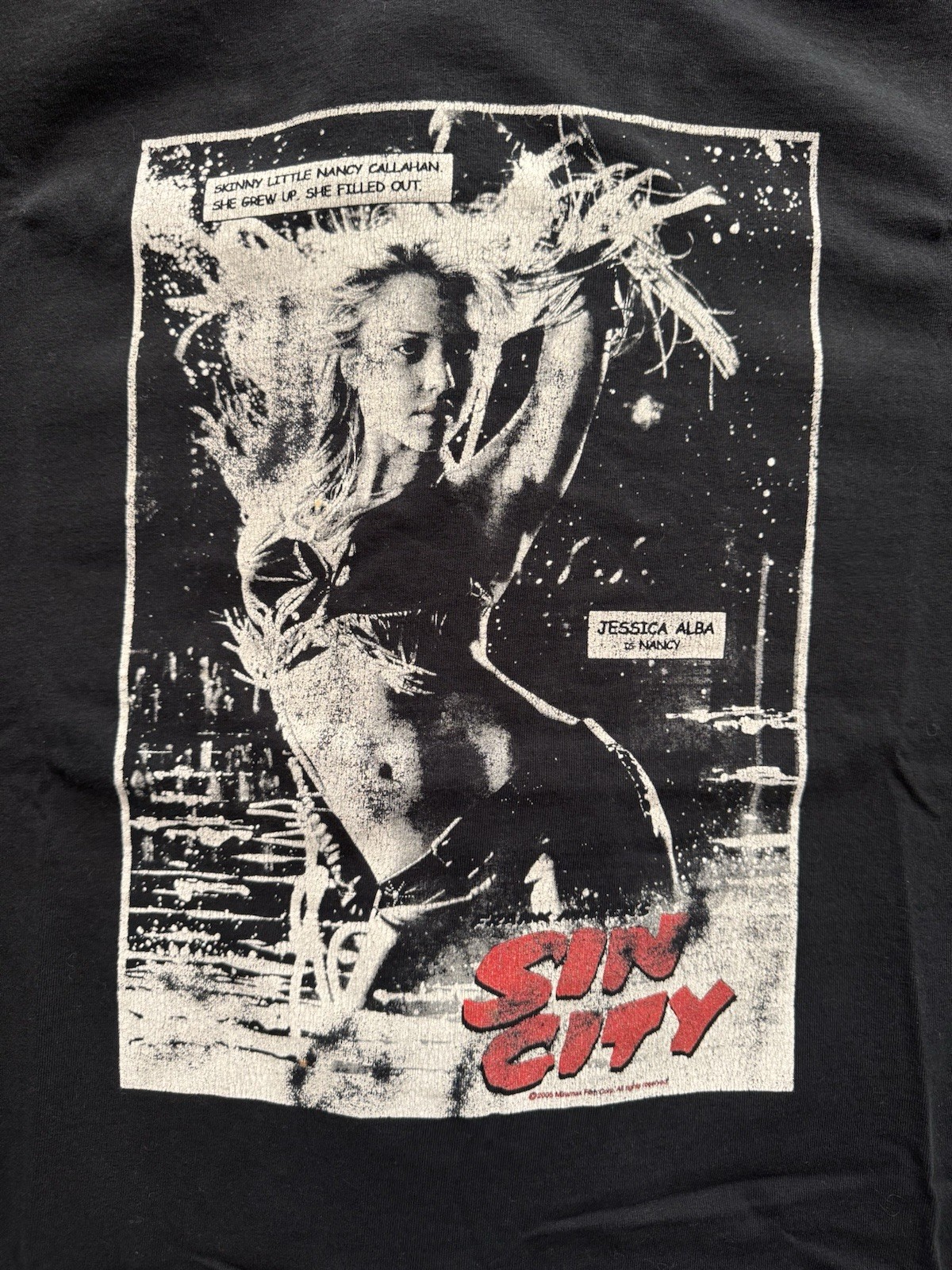 Vintage Faded 2005 Y2K Sin City Movie Promo T-Shirt 2XL Jessica Alba Nancy Anvil