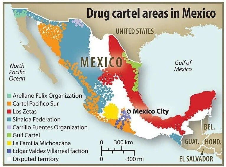 Drug Cartel Map Mexico Organized Crime Mexican Control 8×10 PHOTO PRINT