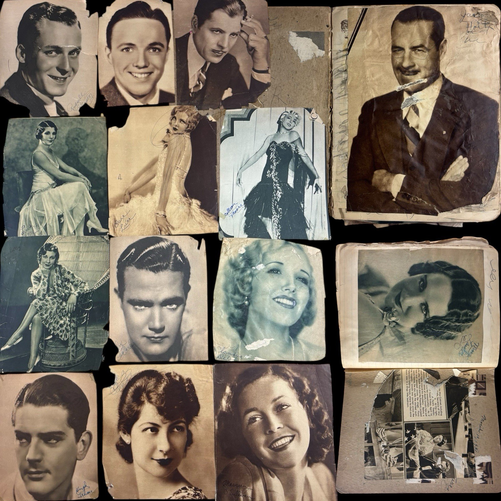 Vintage 1920s 30s Hollywood Movie Stars Signed Autograph Scrapbook Photo Album