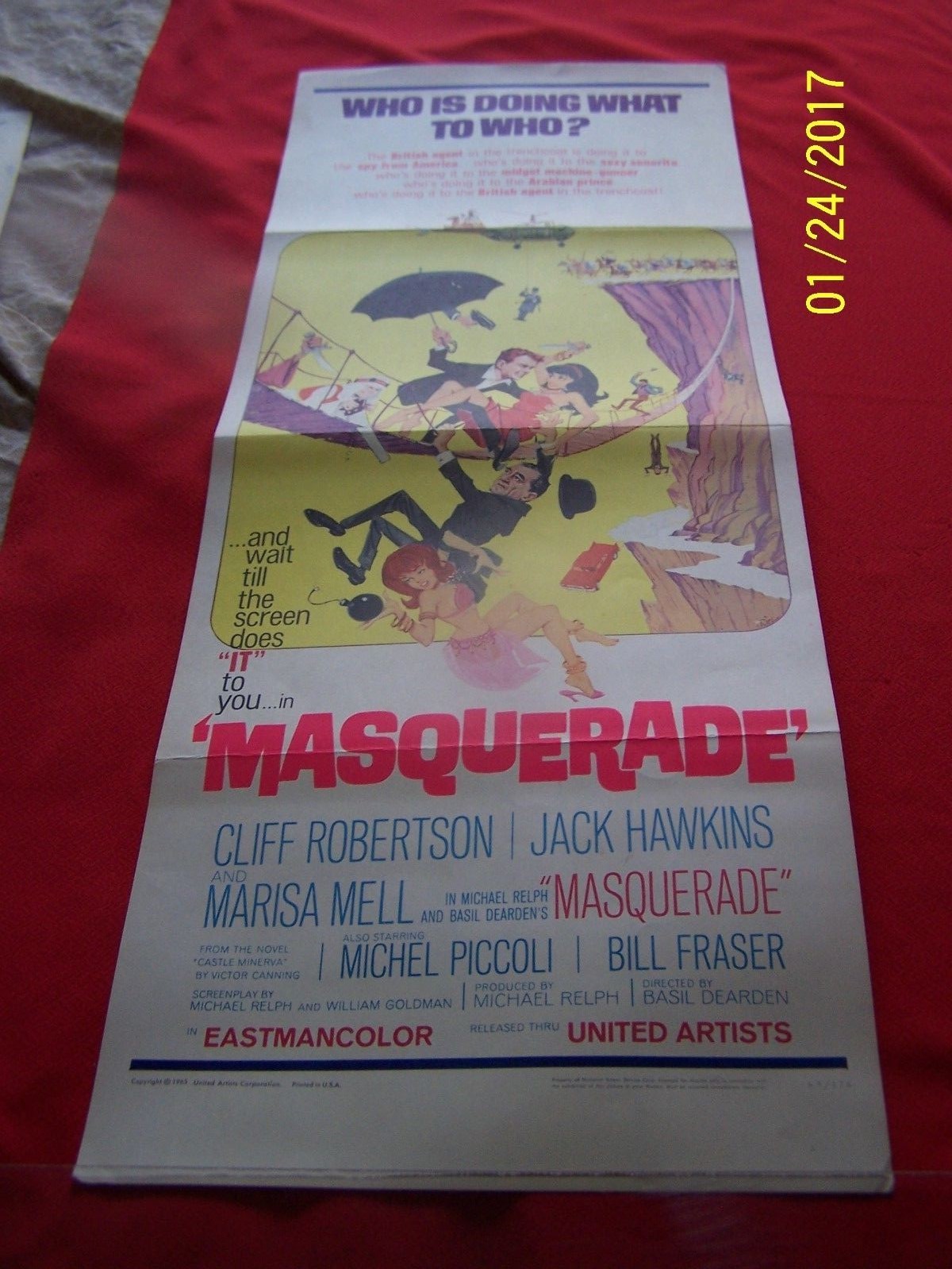 Masquerade 1965 Orig 14″X36″ Movie Poster CLIFF ROBERSON Adventure Comedy Crime