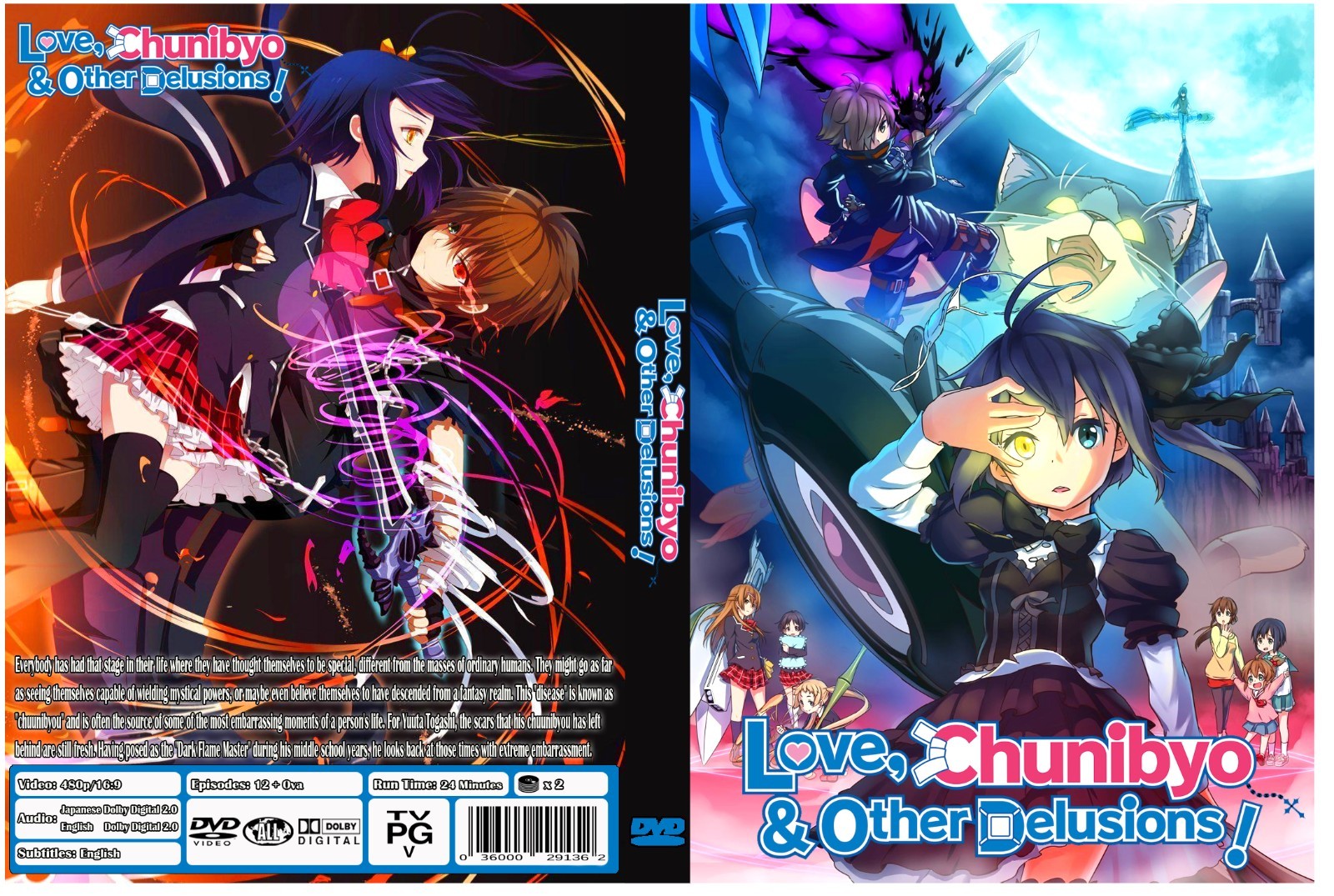 ANIME, LOVE CHUNIBIO &OTHER DELUSIONS, 2 DVD, 12 EPISODES ENG/AUDIO, 1 BOX, 2018