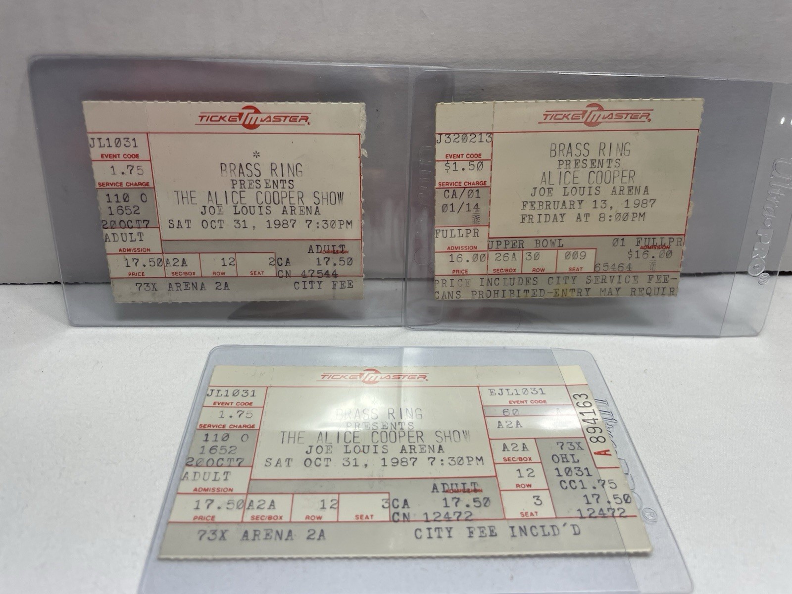 Vintage Alice Cooper Concert Ticket Stubs Lot 1987 Joe Louis Arena Detroit
