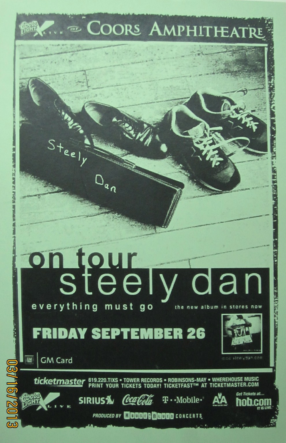 STEELY DAN “EVERYTHING MUST GO TOUR” 2003 SAN DIEGO CONCERT POSTER -Donald Fagen