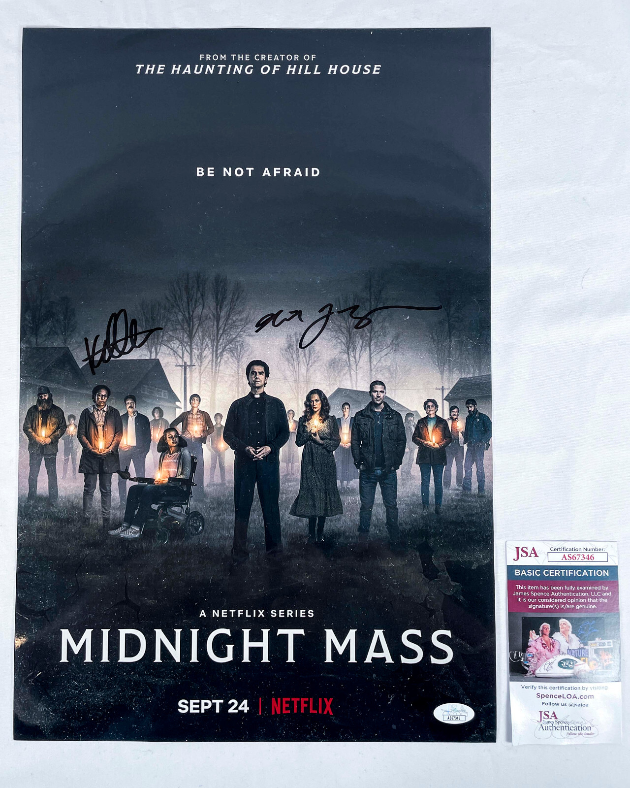 Mike Flanagan Director & Kate Siegel Signed MIDNIGHT MASS 12×18 Photo JSA COA A