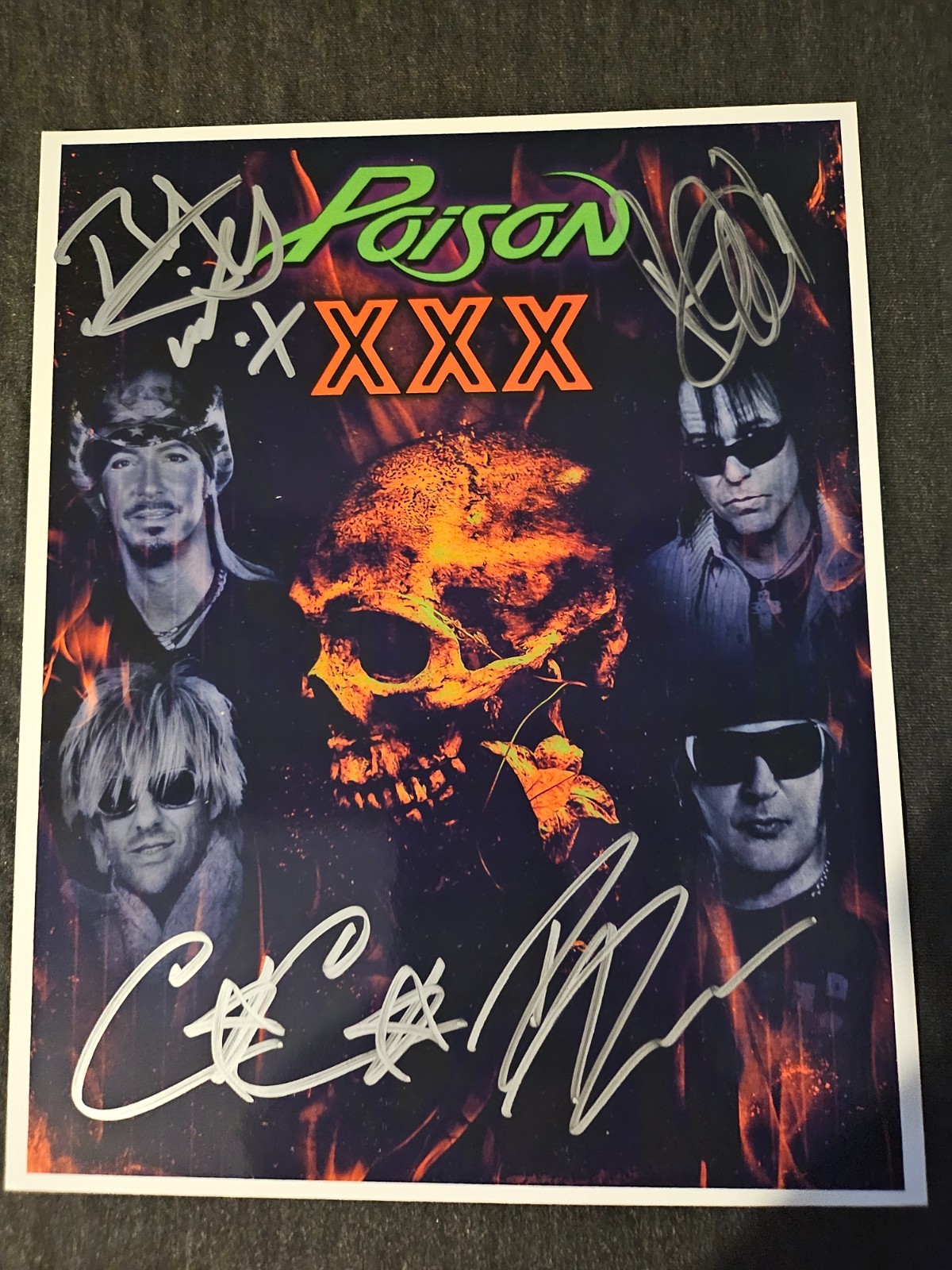 Poison Band complete autographed signed 8×10 photo SIGNED BY ALL 4 – MINT