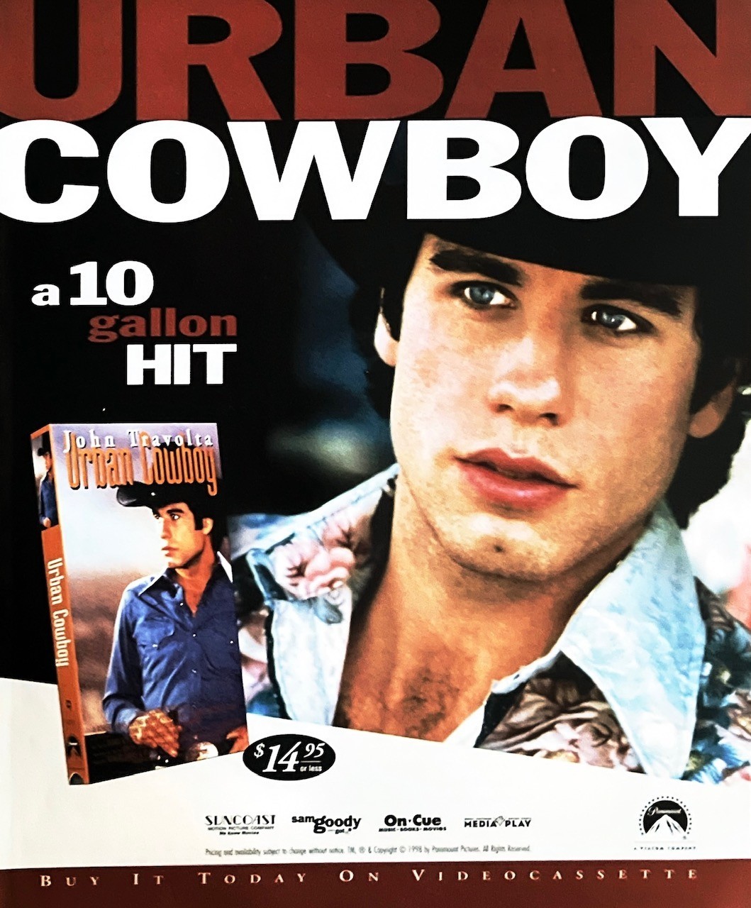 URBAN COWBOY MOVIE AD Original Vintage Print Ad Travolta PRINT AD ONLY 9″ x 11″