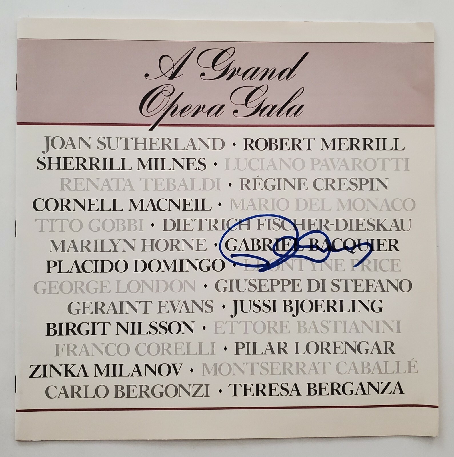 Placido Domingo Signed A Grand Opera Gala Album Insert Vinyl Record Legend RAD