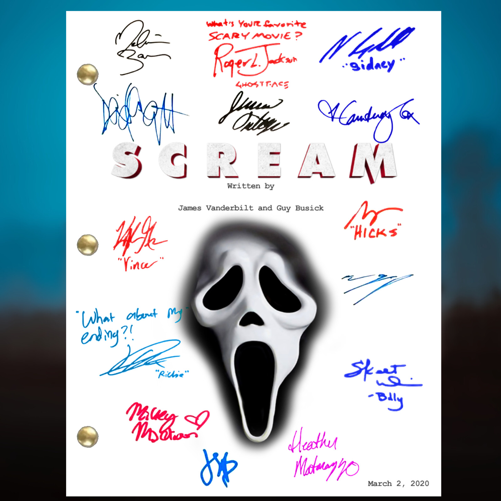Scream 2022 Signed Autograph Script Reprints 123 Pages Ghost Face Scream 5