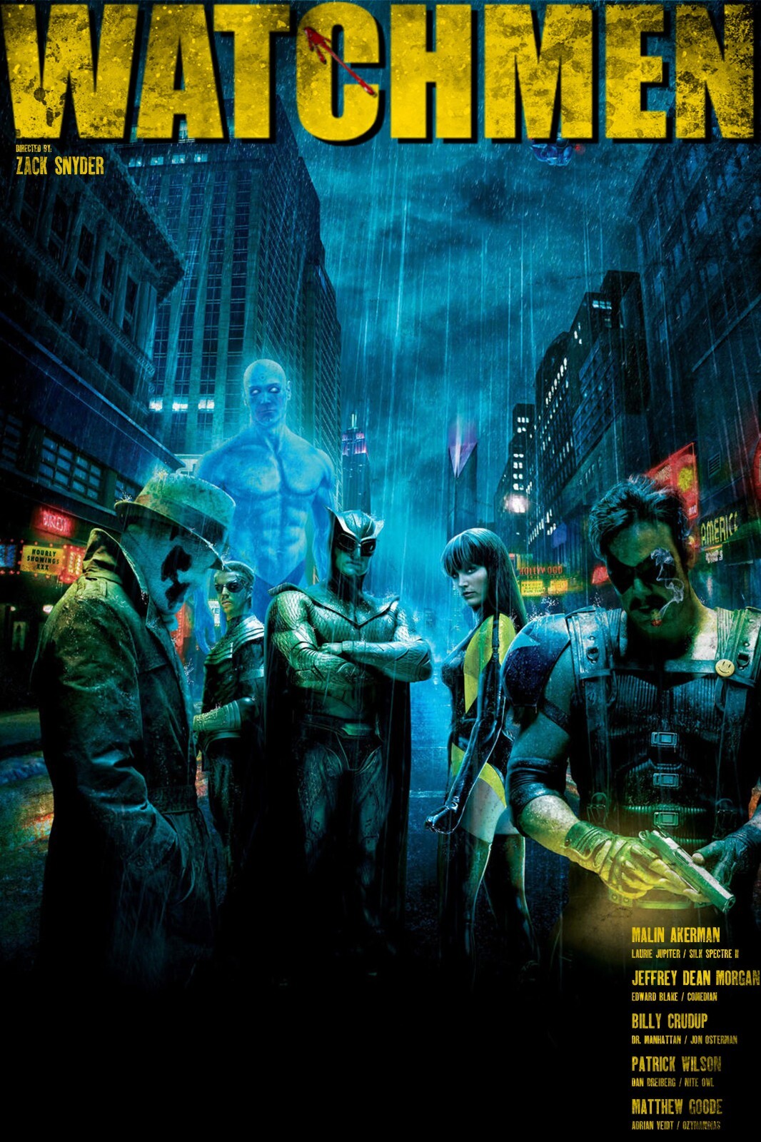 2009 Watchmen Movie Poster 11X17 Malin Ackerman Jeffrey Dean Morgan DC 🙂🩸🍿