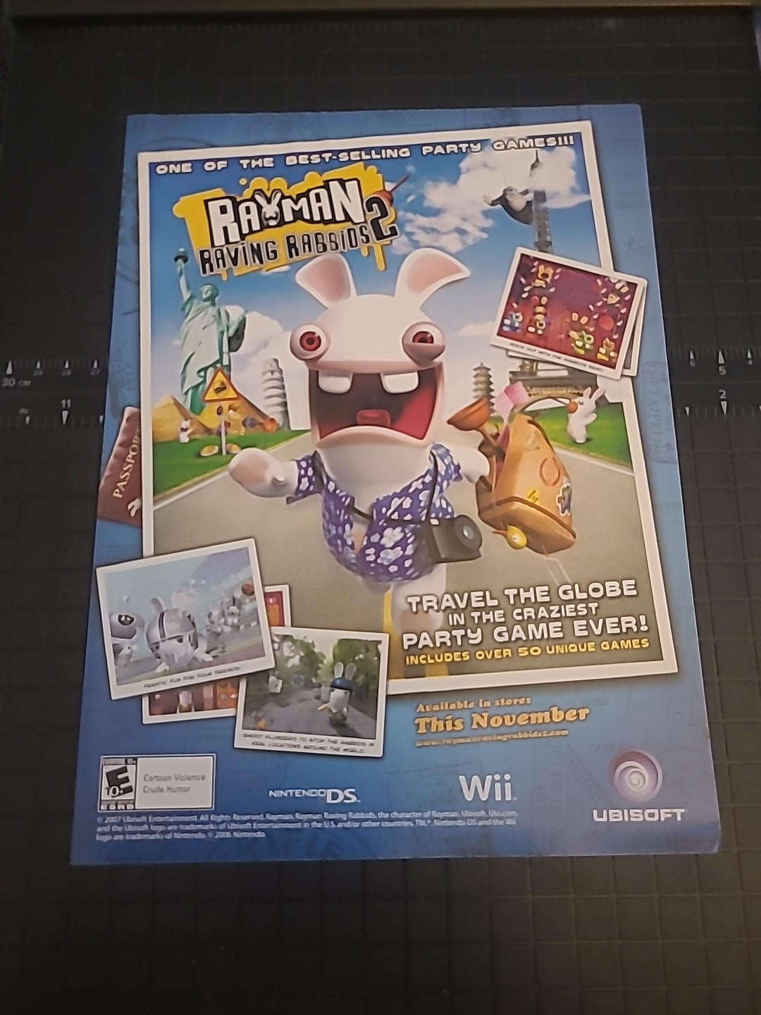 Rayman Raving Rabbids 2 Nintendo Vintage 2008 Print Ad 8×11 Great To Frame