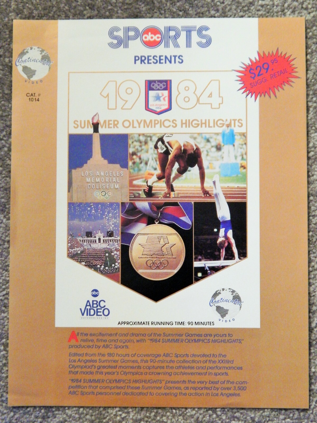 1984 SUMMER OLYMPICS HIGHLIGHTS, LOS ANGELES (VIDEO DEALER BROCHURE 1980S)