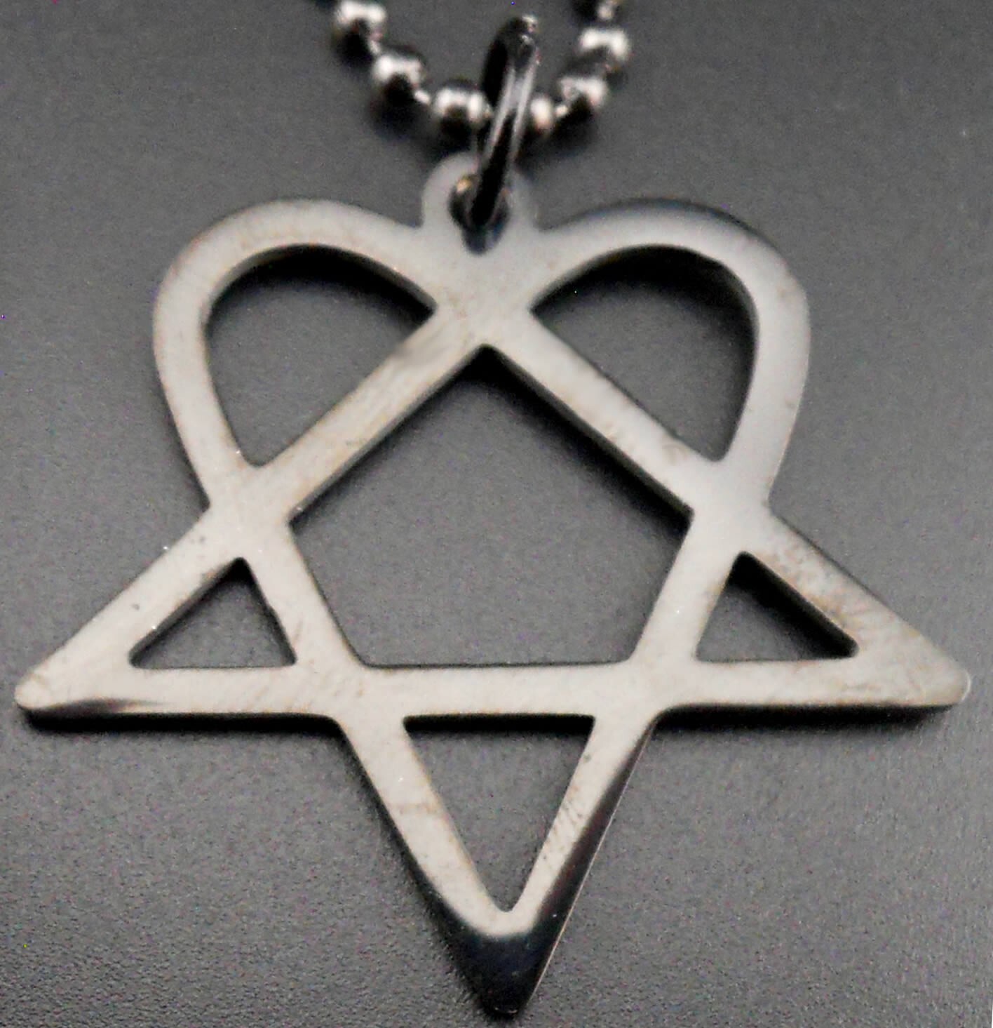 Him Heartagram Necklace Black Finish New Pendant Ville Valo Ball Chain