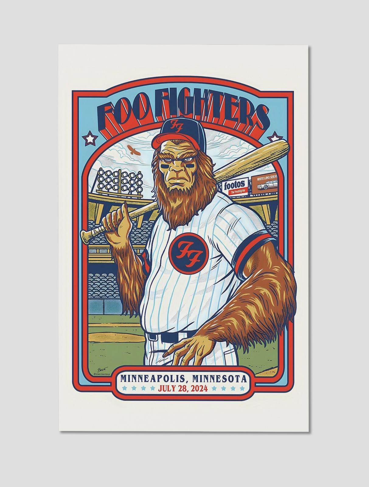 Foo Fighters Sasquatch Baseball Concert Giclee Print Poster 11×17 Wall Art