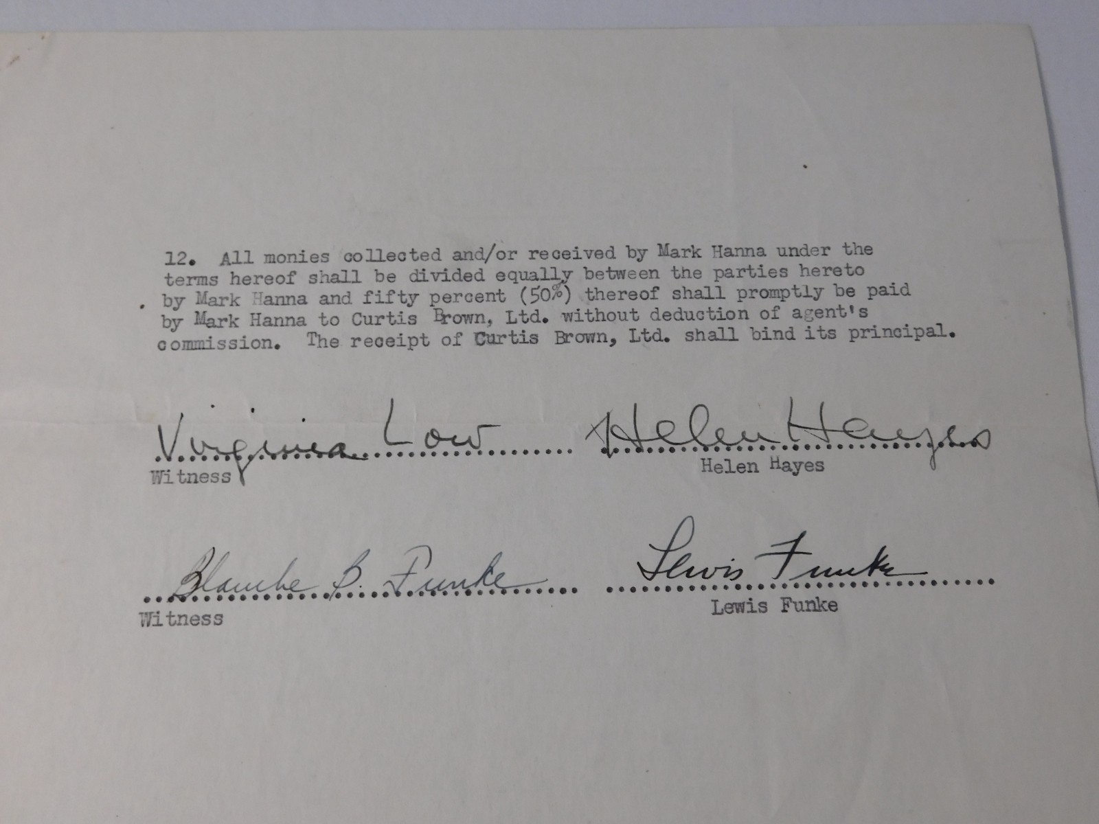 1952 Helen Hayes Signed Contract “I Lived Through Heartbreak” Autographed
