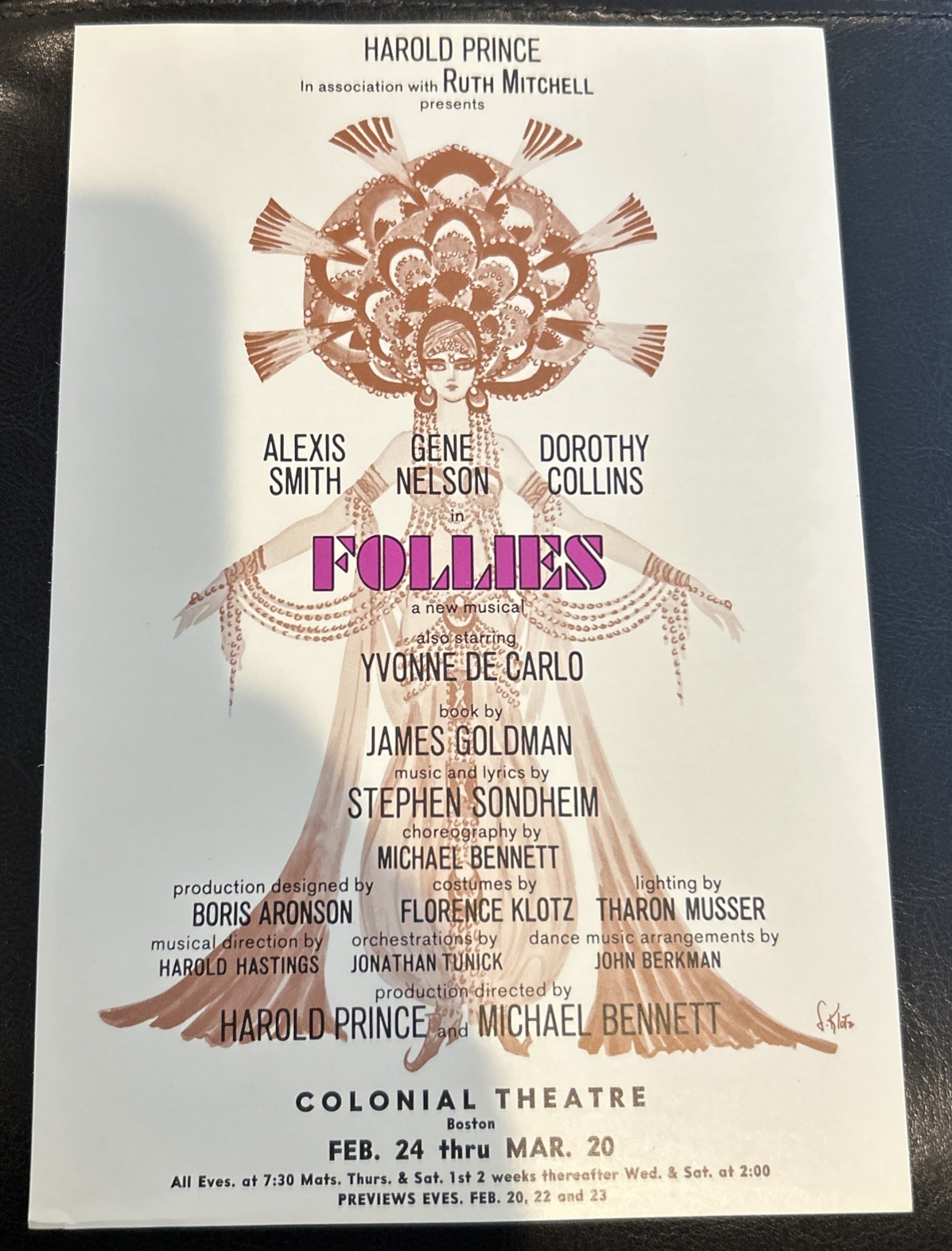 Playbill Flyer 1971 Follies Colonial Theatre Dorothy Collins Gene Nelson T12