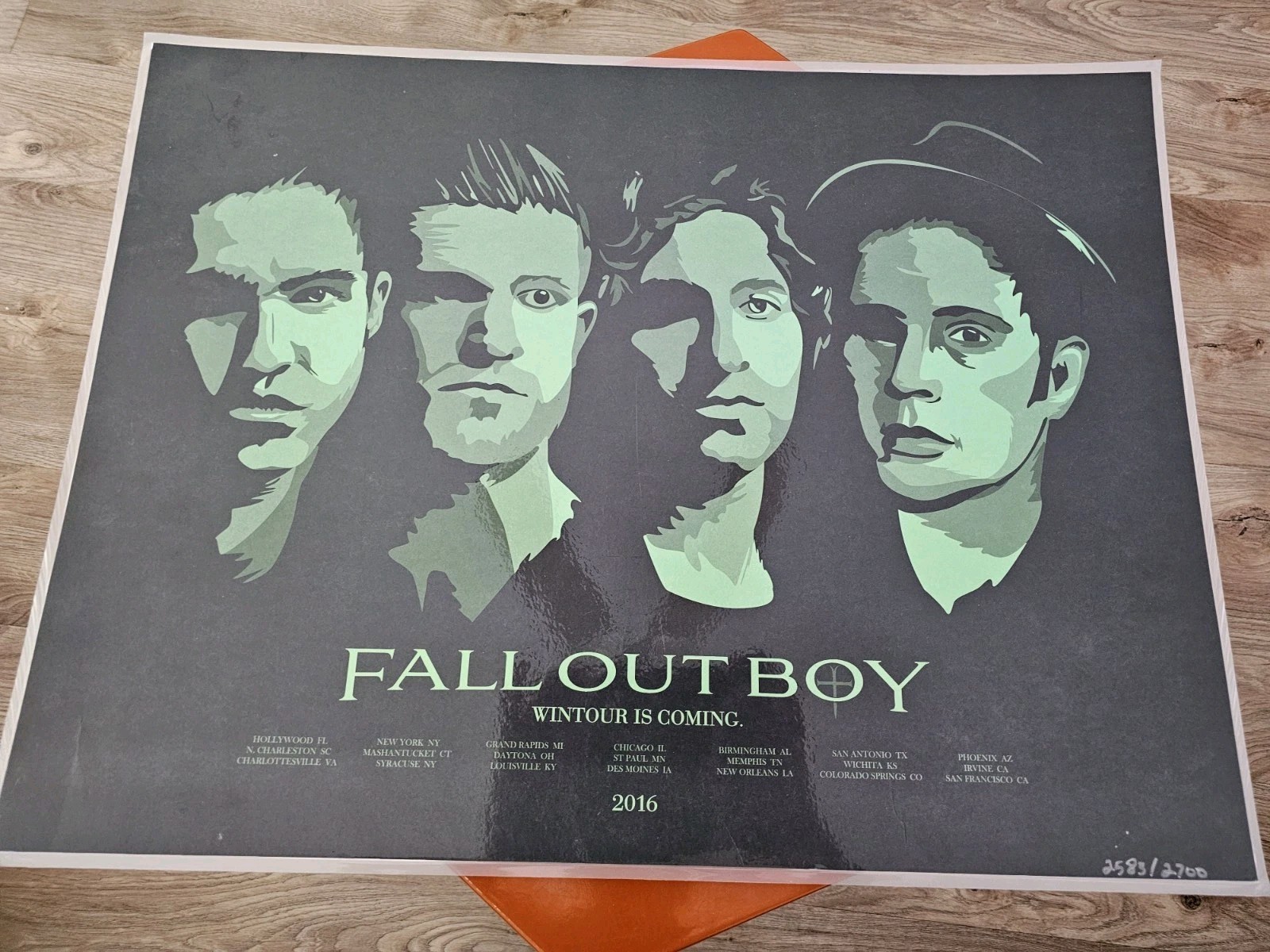 RARE Fall Out Boy Winter Is Coming 2016 Tour Band Poster Numbered 2583/2700 Pop