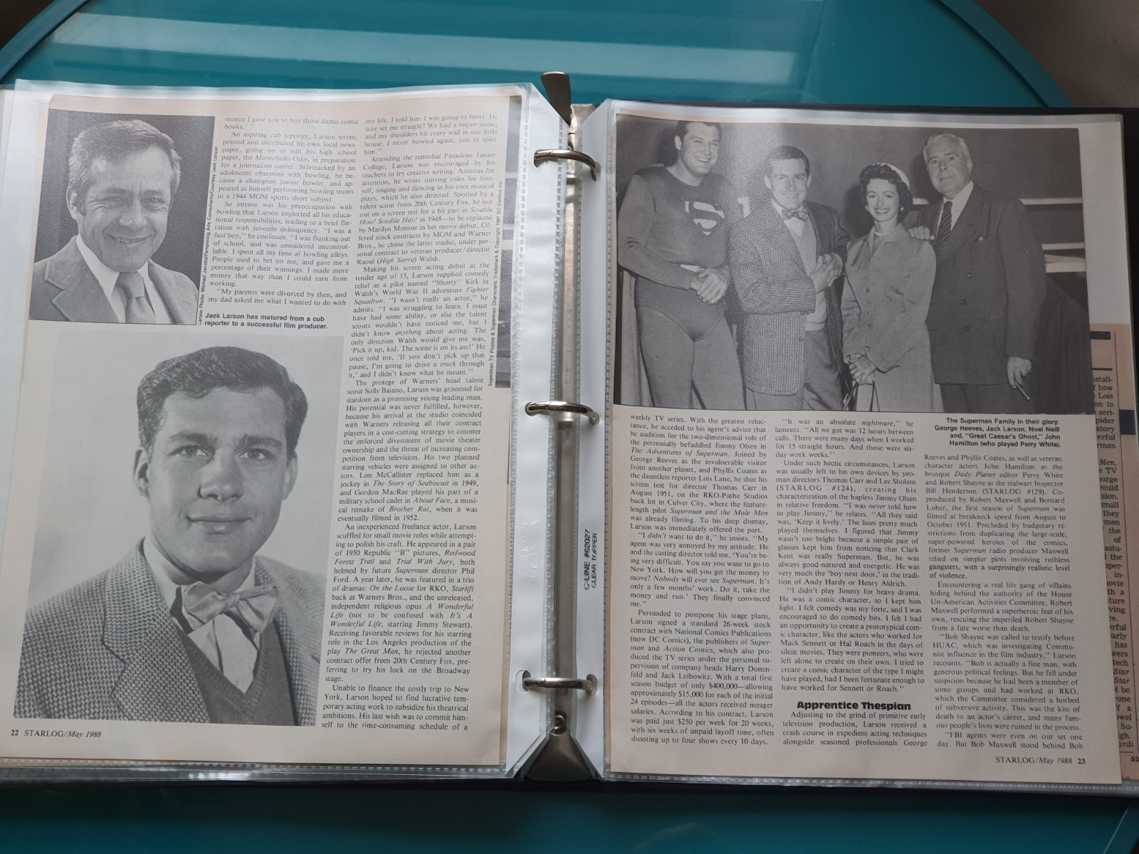 🟢 Jack Larson George Reeves Superman Starlog May 1988 Magazine Article Clipping