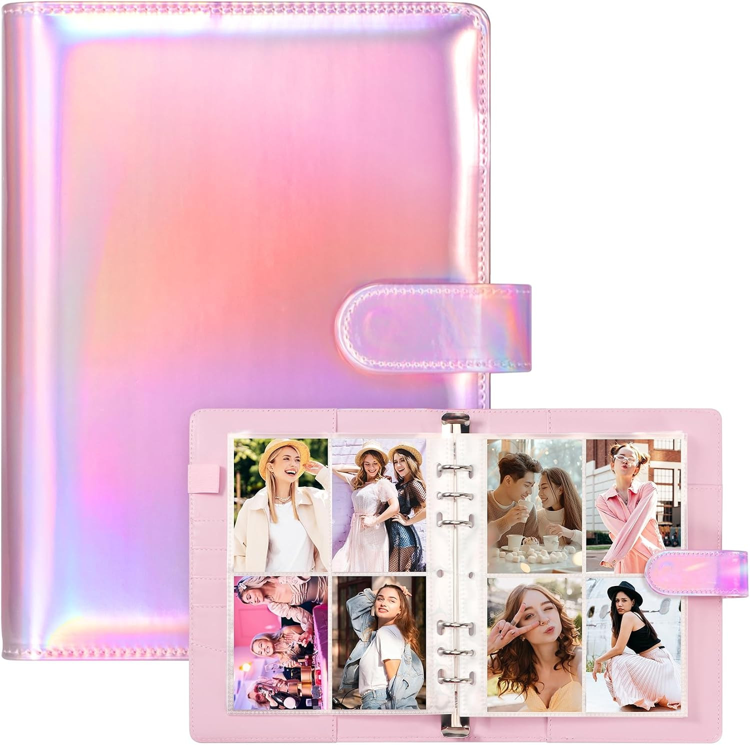 A5 Kpop Photocard Binder with 30 Pack 4-Pocket Card Pages, 6 Ring A5 Binder Card