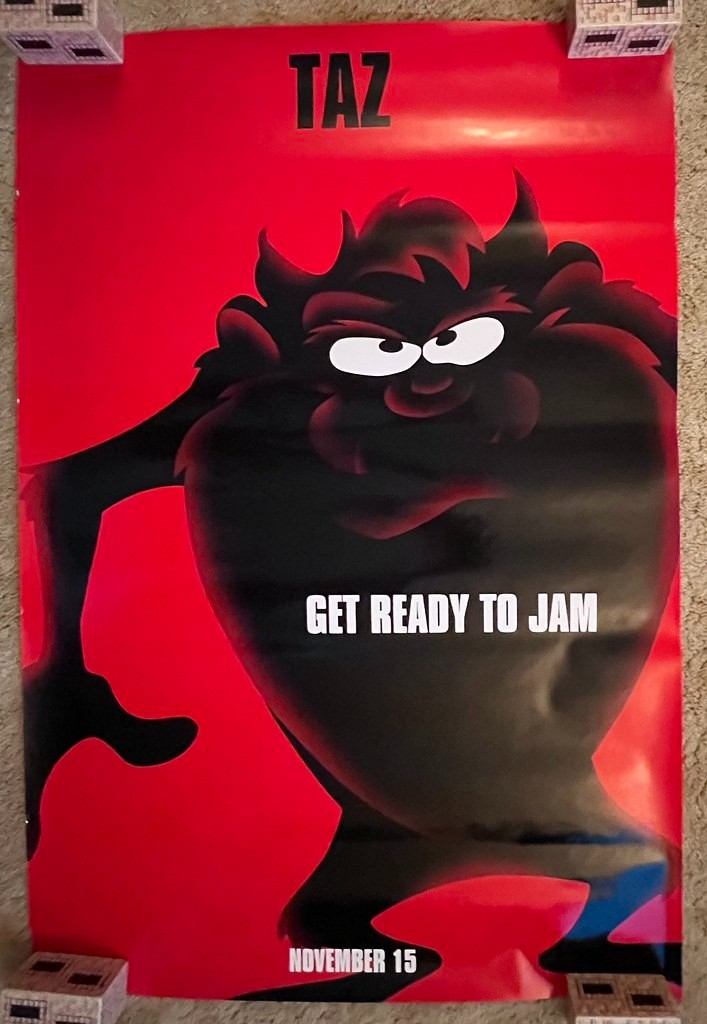Space Jam 1996 Double-Sided Movie Poster 27×40 ft. Taz Rolled