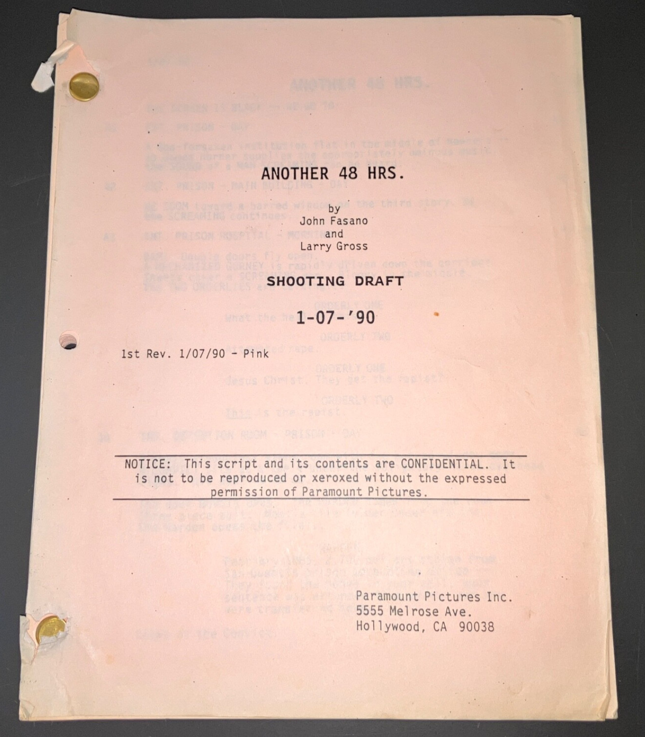 ANOTHER 48 HRS. (1990) Revised Production Draft Eddie Murphy COA