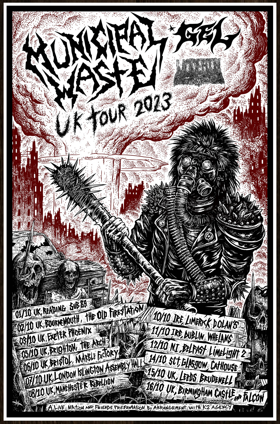 MUNICIPAL WASTE | GEL | UNDEATH Tour 2023 Ltd Ed RARE Poster! Thrash Death Metal