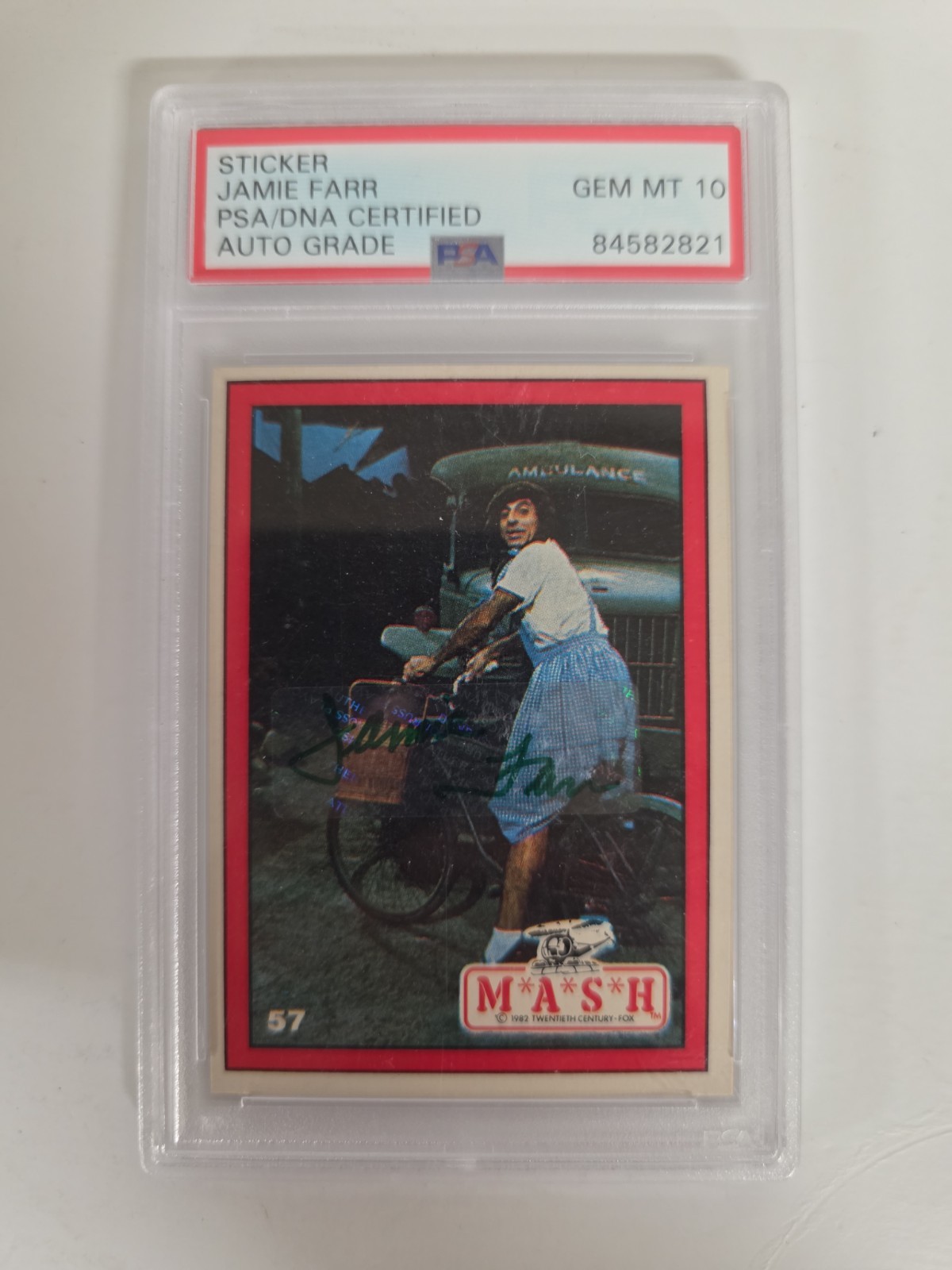 Jamie Farr Signed Autographed MASH Card Coa PSA/DNA Slabbed Auto 10
