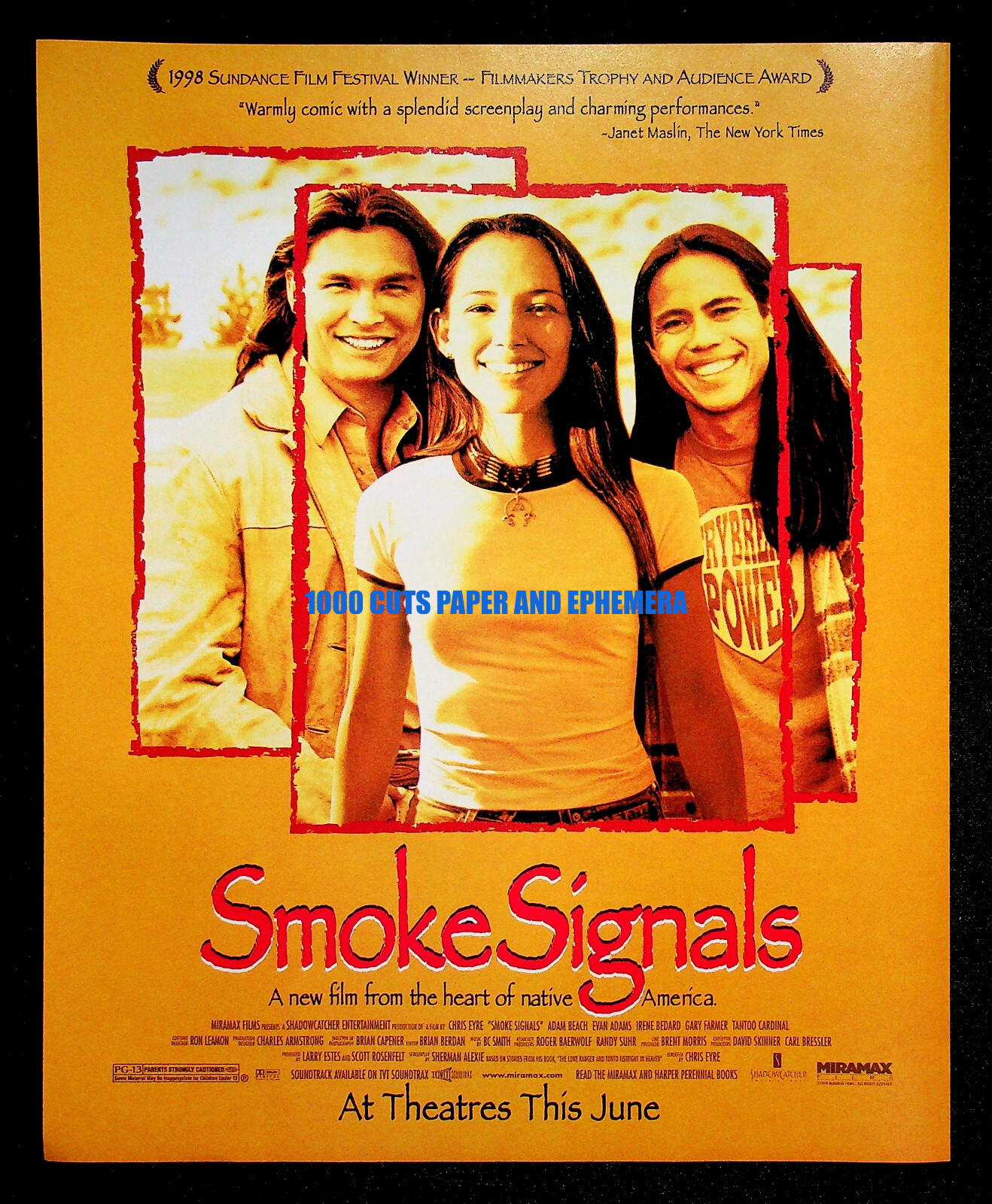 Smoke Signals Miramax Films 1998 Trade Print Magazine Ad Poster ADVERT