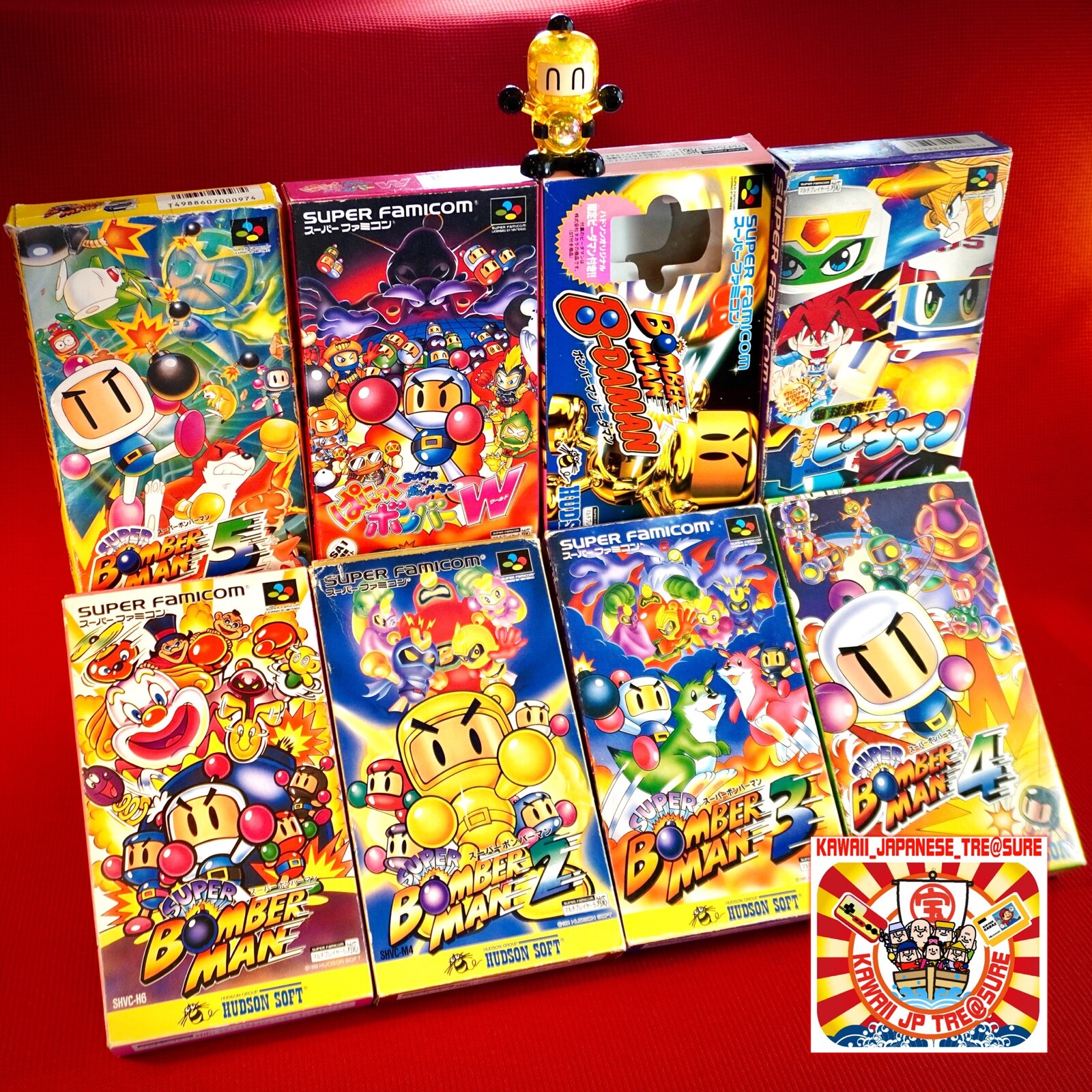 Lot 8 Set Bomberman Super Famicom 1 2 3 4 5 W B-daman w/Figure SFC SNES Japan JP