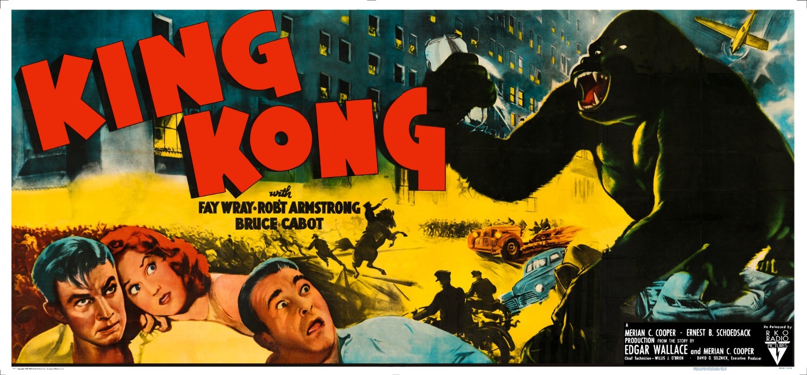KING KONG (1933) HUGE 27″x58″ r-52 billboard – RARE classic horror movie poster!