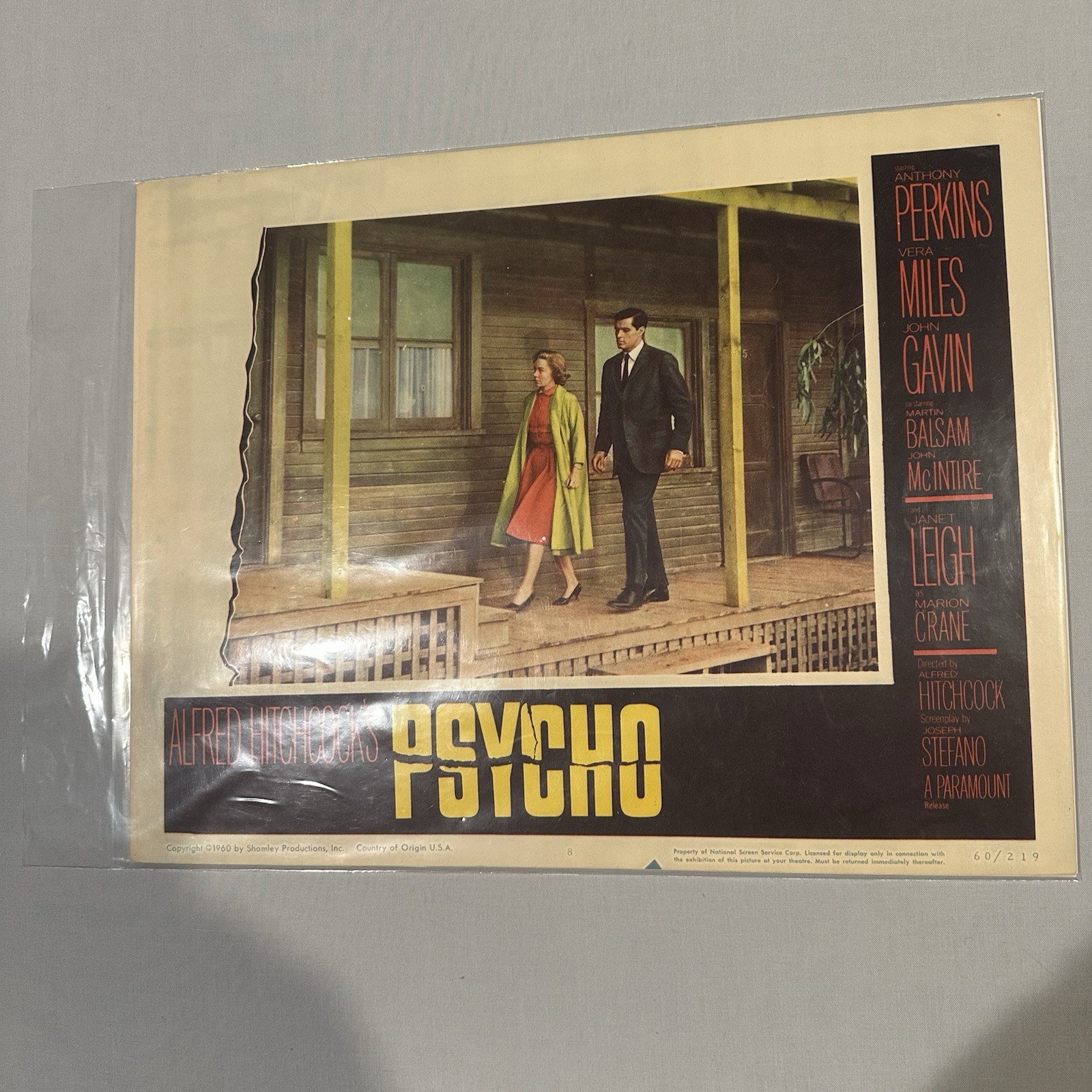 Psycho (1960) Original Lobby Card Set Of 8 Alfred Hitchcock G/VG Condition