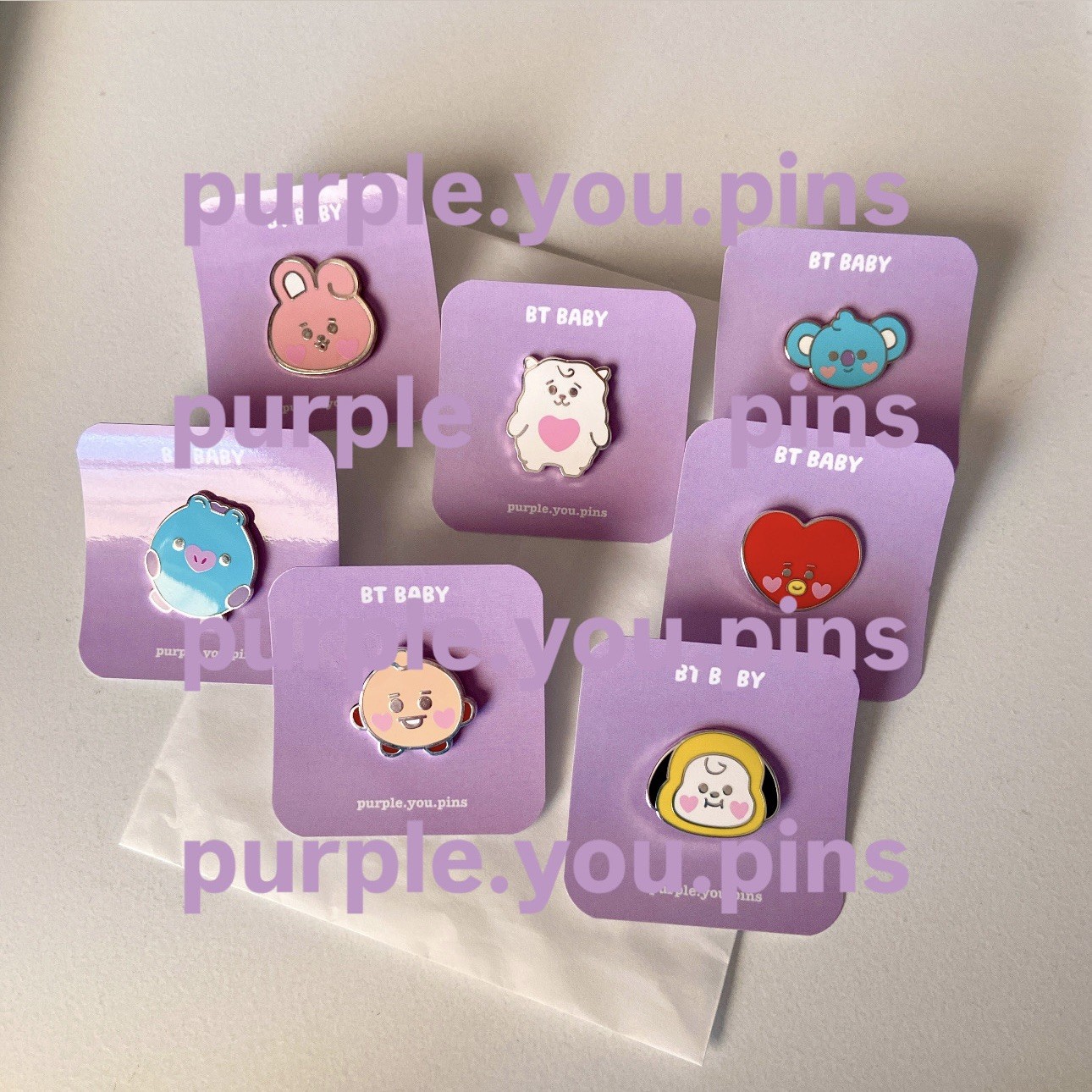 BTS Merch K-Pop BT21 Fan Made For Army 7 Enamel Pin Set [READ DESCRIPTION]