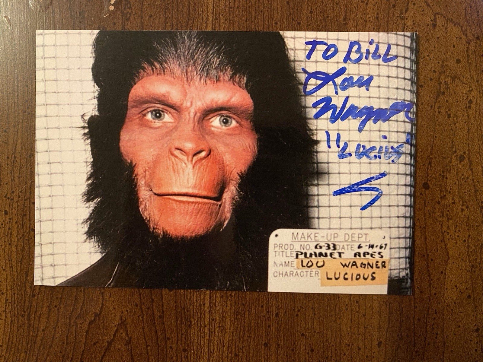 Lou Wagner Signed Autographed Photo With COA The Planet Of The Apes Lucius