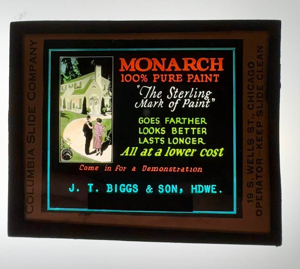 SILENT MOVIE Magic Lantern Glass Slide “Monarch” Advertising