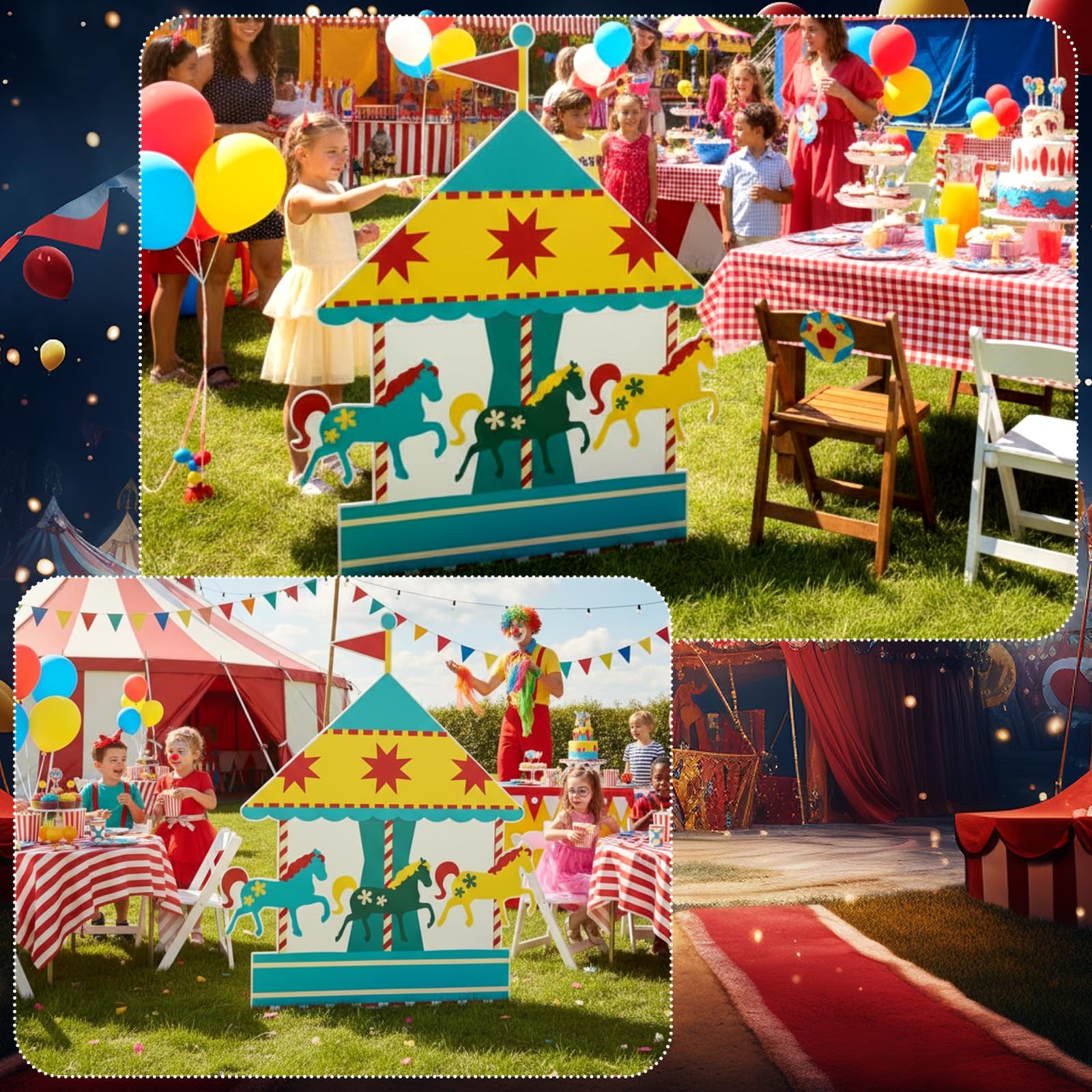 3ft Circus Theme Party Decorations Carnival Carousel Cardboard Cutout Life Si…