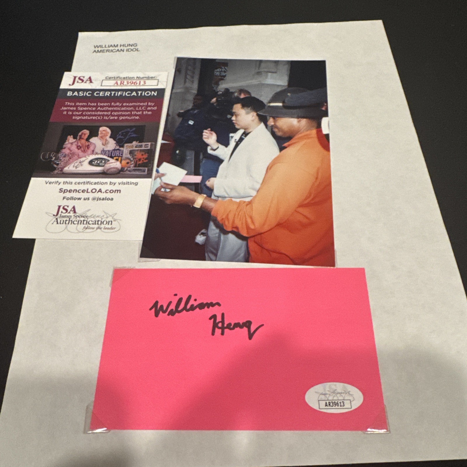 AMERICAN IDOL William Hung Signed Index Card JSA COA