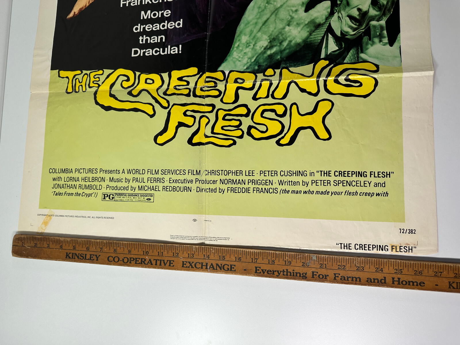 vtg 1972 Creeping Flesh Horror Poster Christopher Lee Peter Cushing Hammer