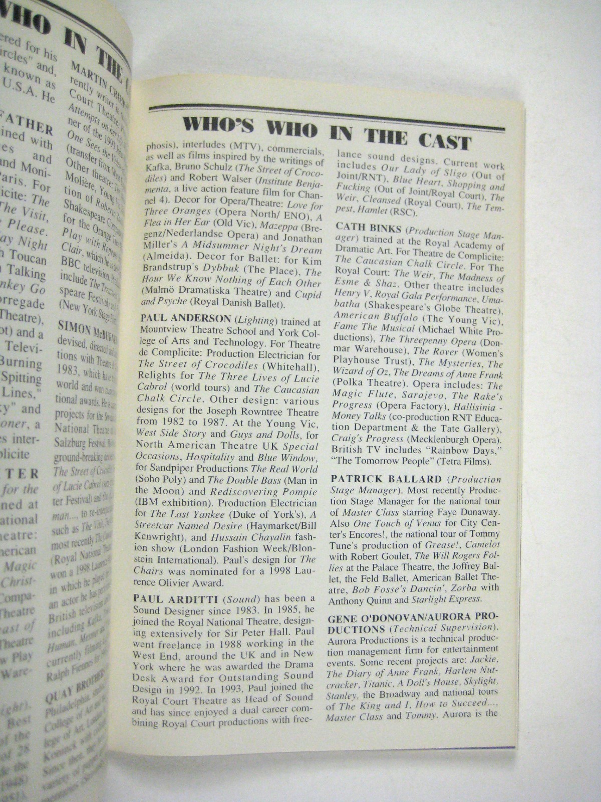 The Chairs Playbill 1998 John Golden Theatre Geraldine McEwan Richard Briers
