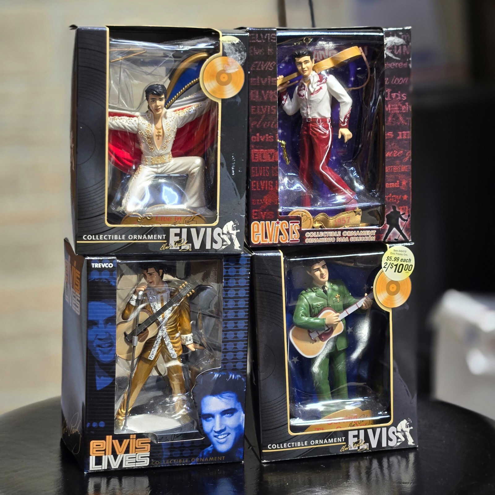 Lot Of 4 Trevco Elvis Presley Holiday Collectible Ornaments