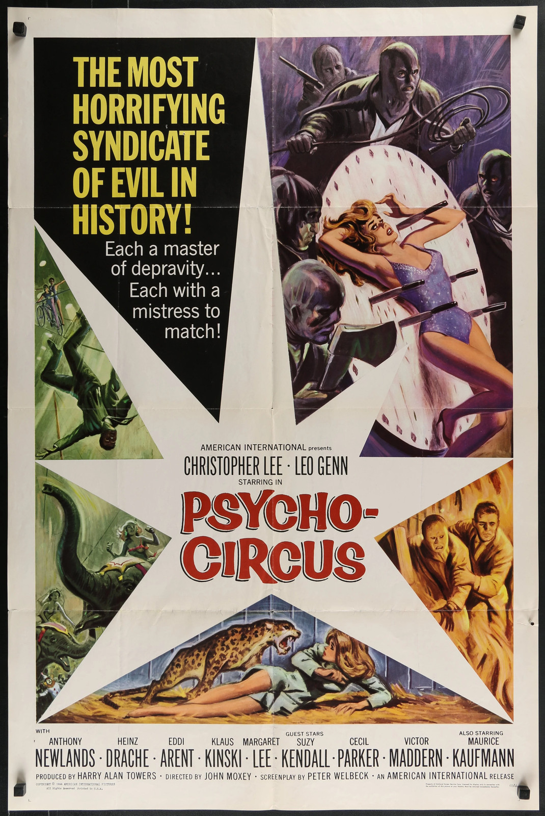 Psycho-Circus Original 1967 1 Sheet Poster Christopher Lee Klaus Kinski Circus