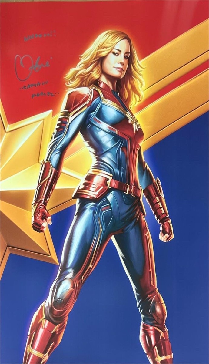 Brie Larson Signed Captain Marvel 17×28 Poster – Inscribed COA