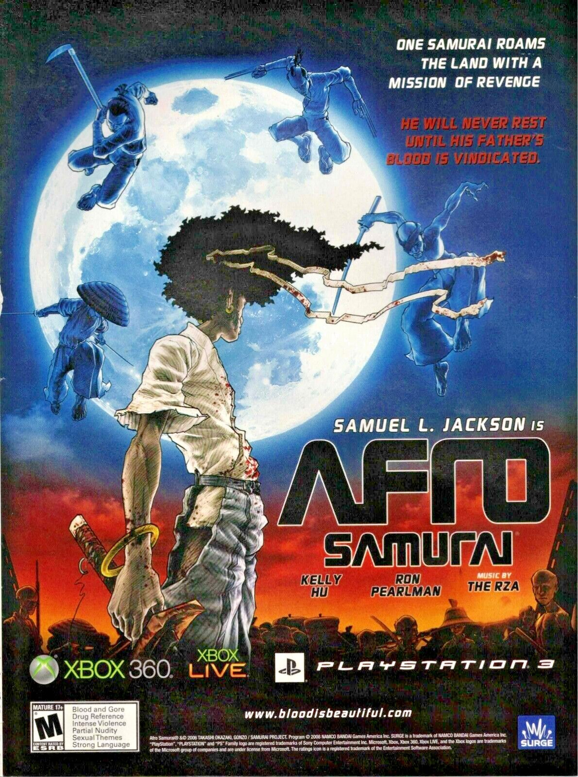 Original 2008 Afro Samurai Xbox 360 PS3 video game print ad