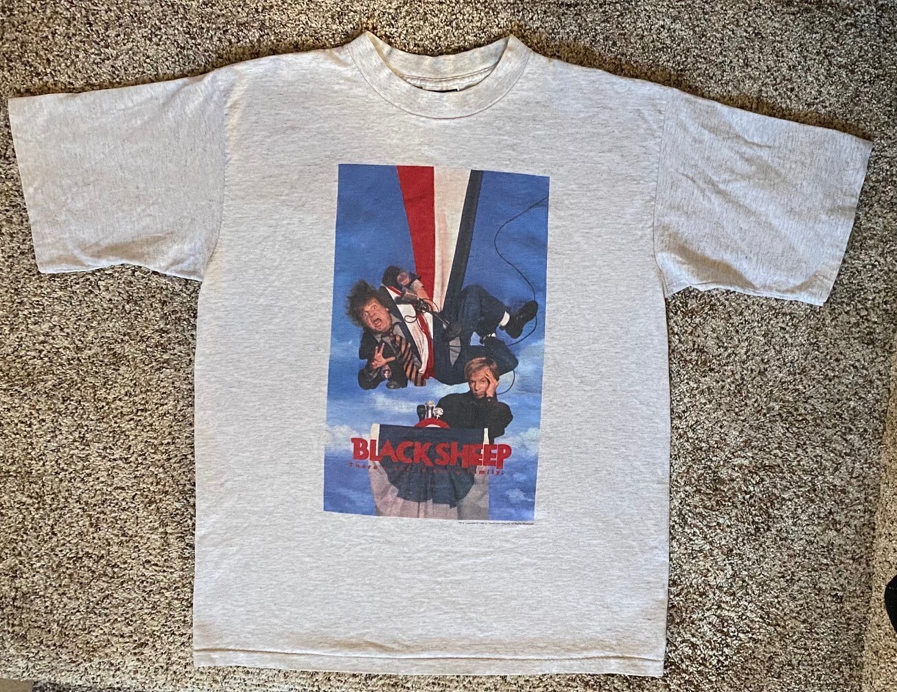 CHRIS FARLEY VINTAGE 1996 BLACK SHEEP MOVIE PROMO T-SHIRT, SINGLE STITCH