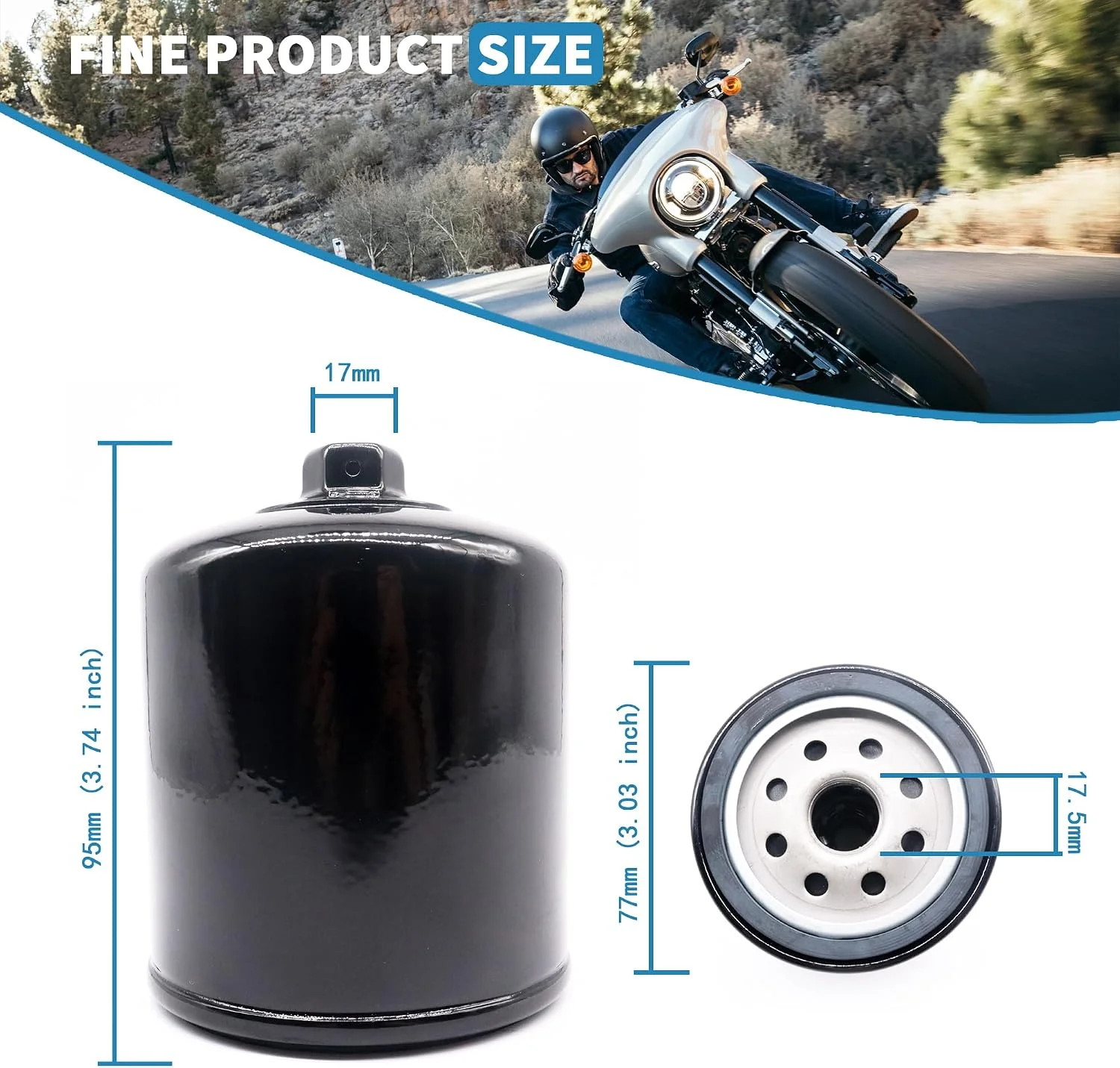 Premium Motorcycle Oil Filter KN171B Compatible with Harley Davidson | Blackline