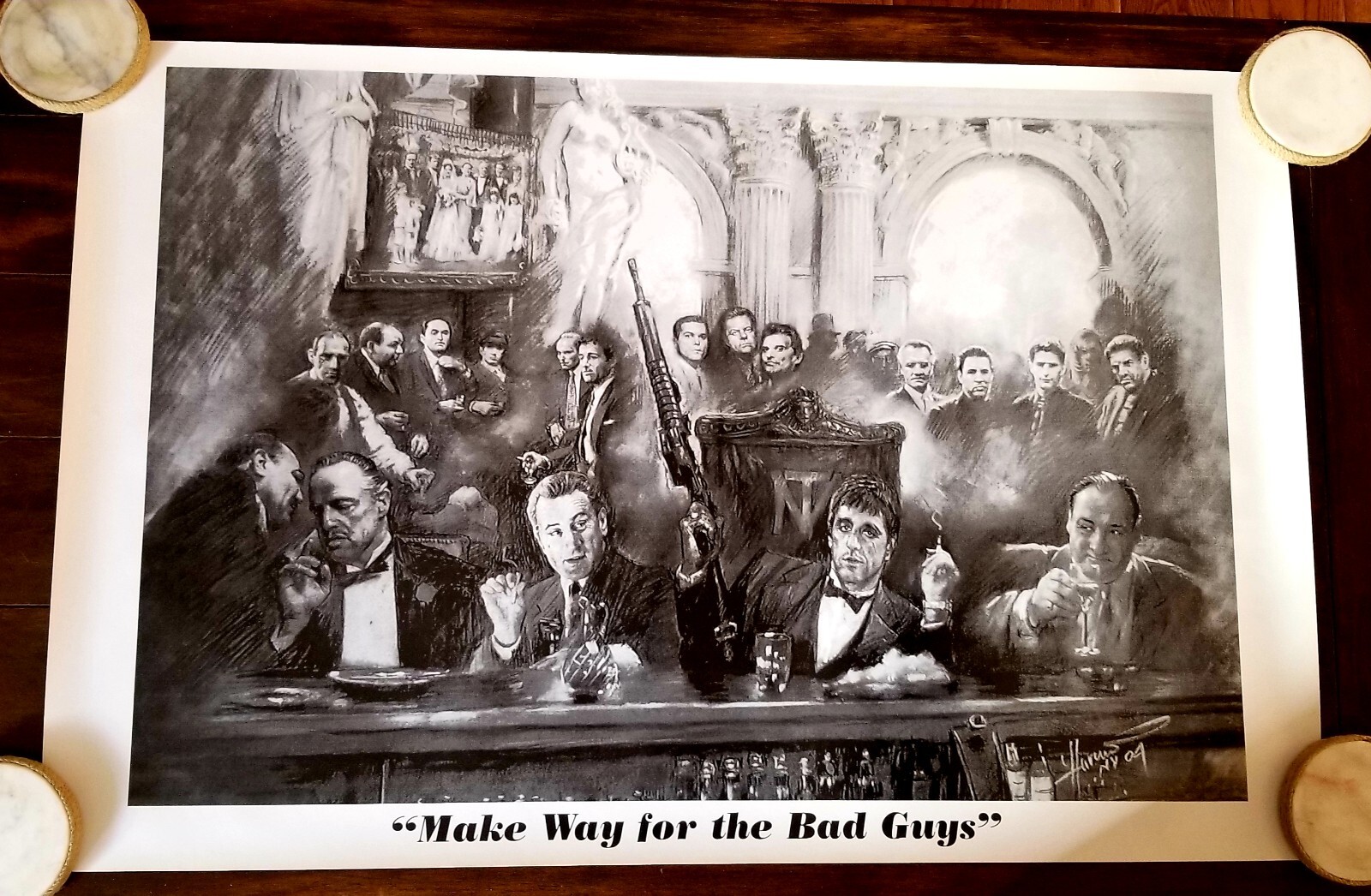 Godfather, Goodfella’s, Scarface & Saprano’s  poster measuring 36 x 24 inches