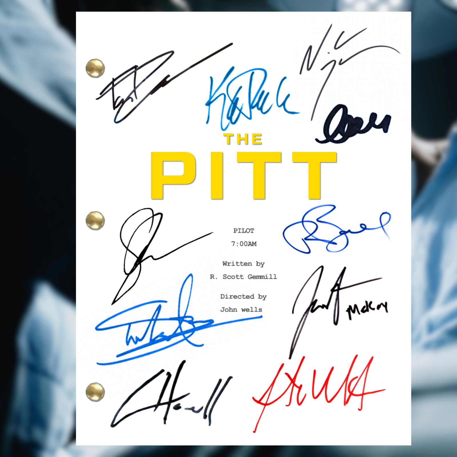 The Pitt Pilot Script Signed Autograph Reprints Dr Noah Wyle Pitt TV Show