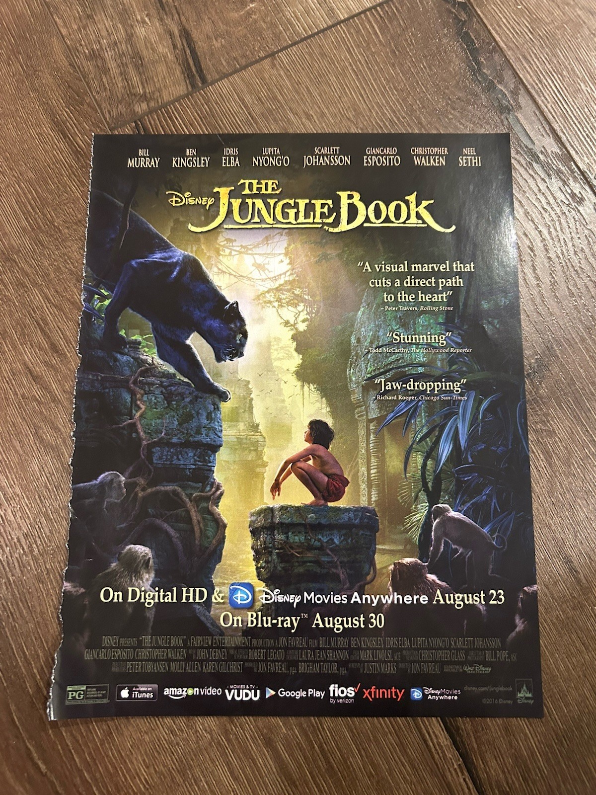 THE JUNGLE BOOK MOVIE Poster Print Ad Photo 8×11 SCARLETT JOHANSSON Ben Kingsley